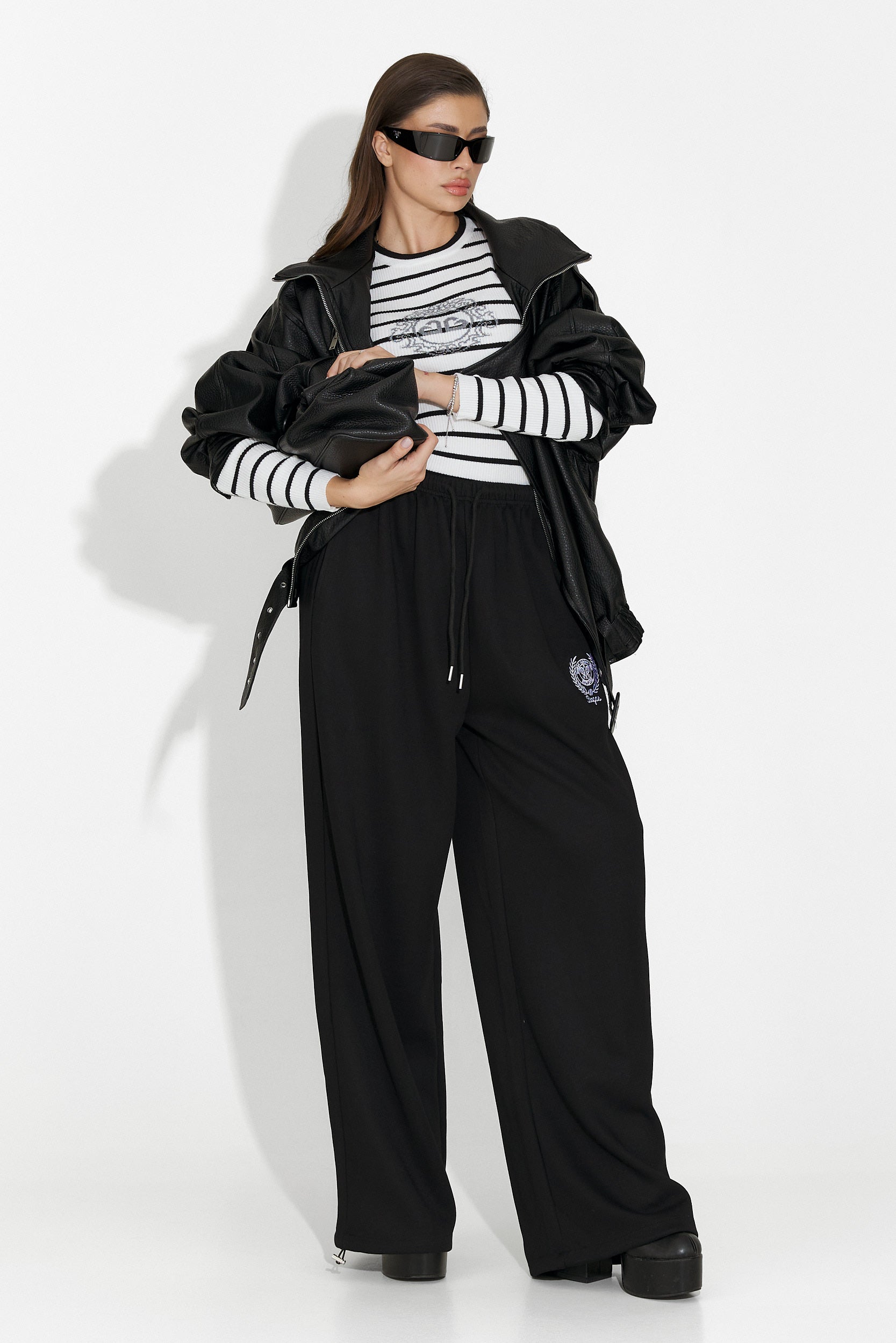 Дамски черни ежедневни панталони Novirene Bogas