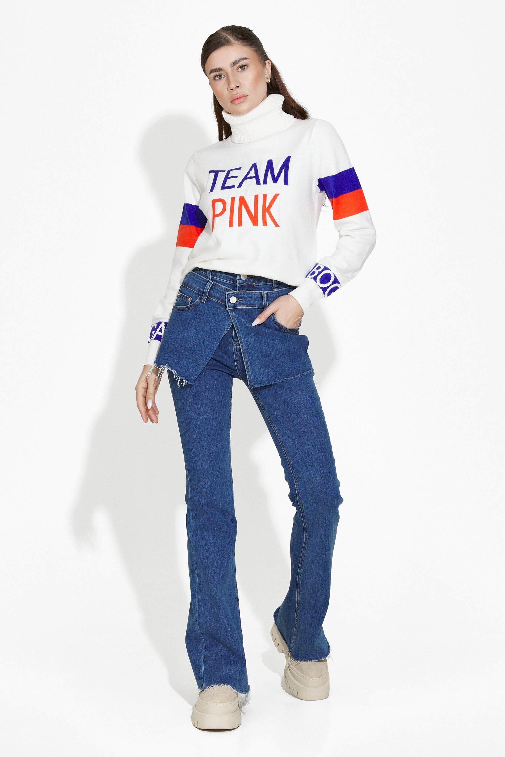 Дамски ежедневен бял пуловер Geana Bogas