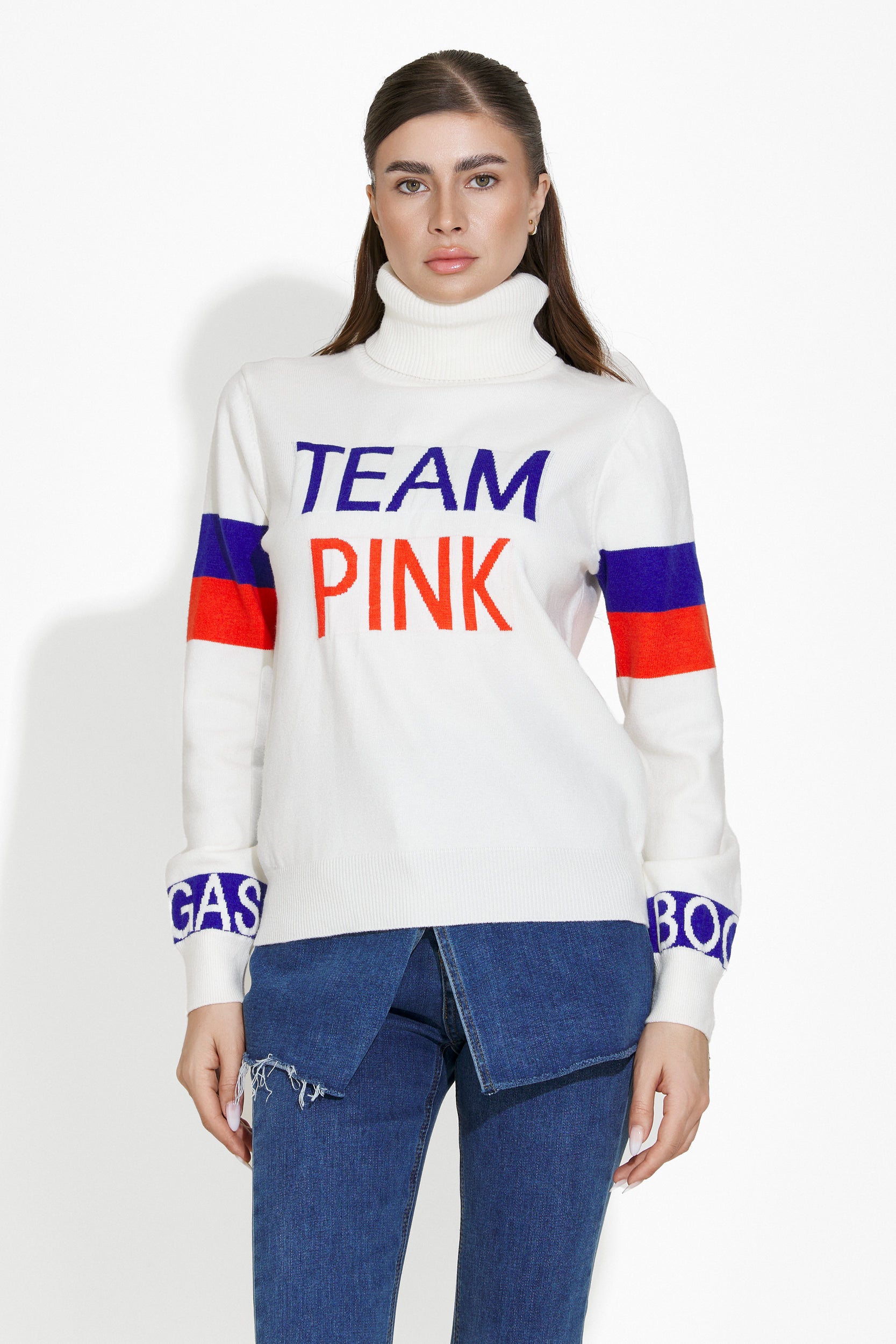 Дамски ежедневен бял пуловер Geana Bogas