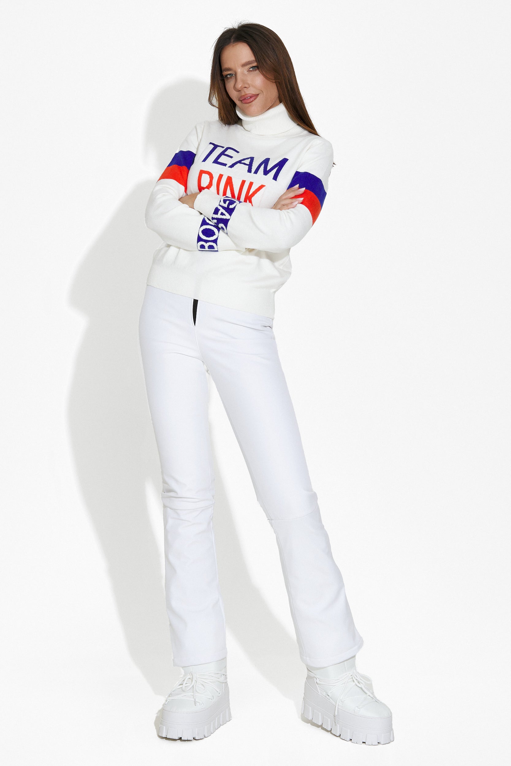 Дамски ежедневен бял пуловер Geana Bogas