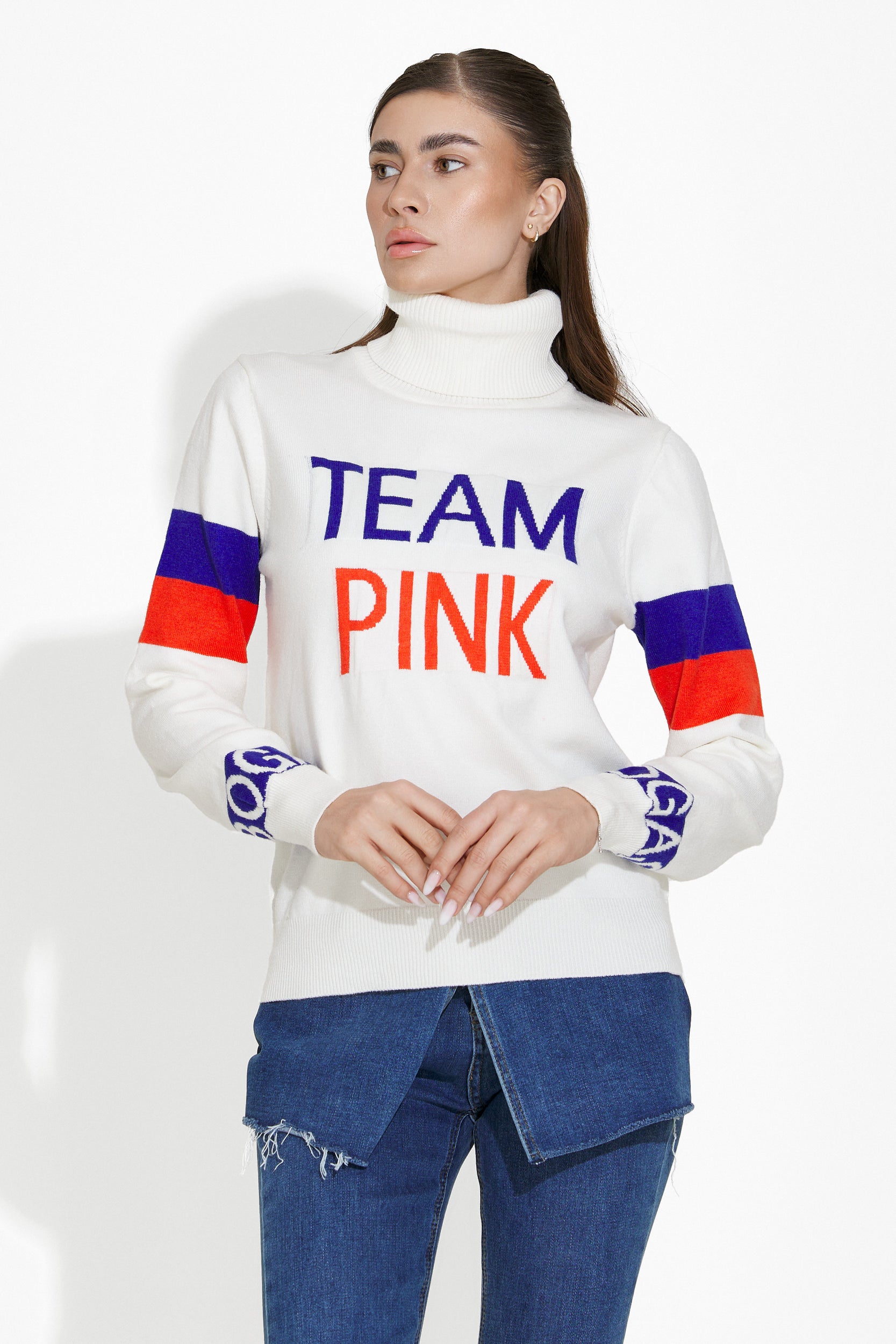 Дамски ежедневен бял пуловер Geana Bogas