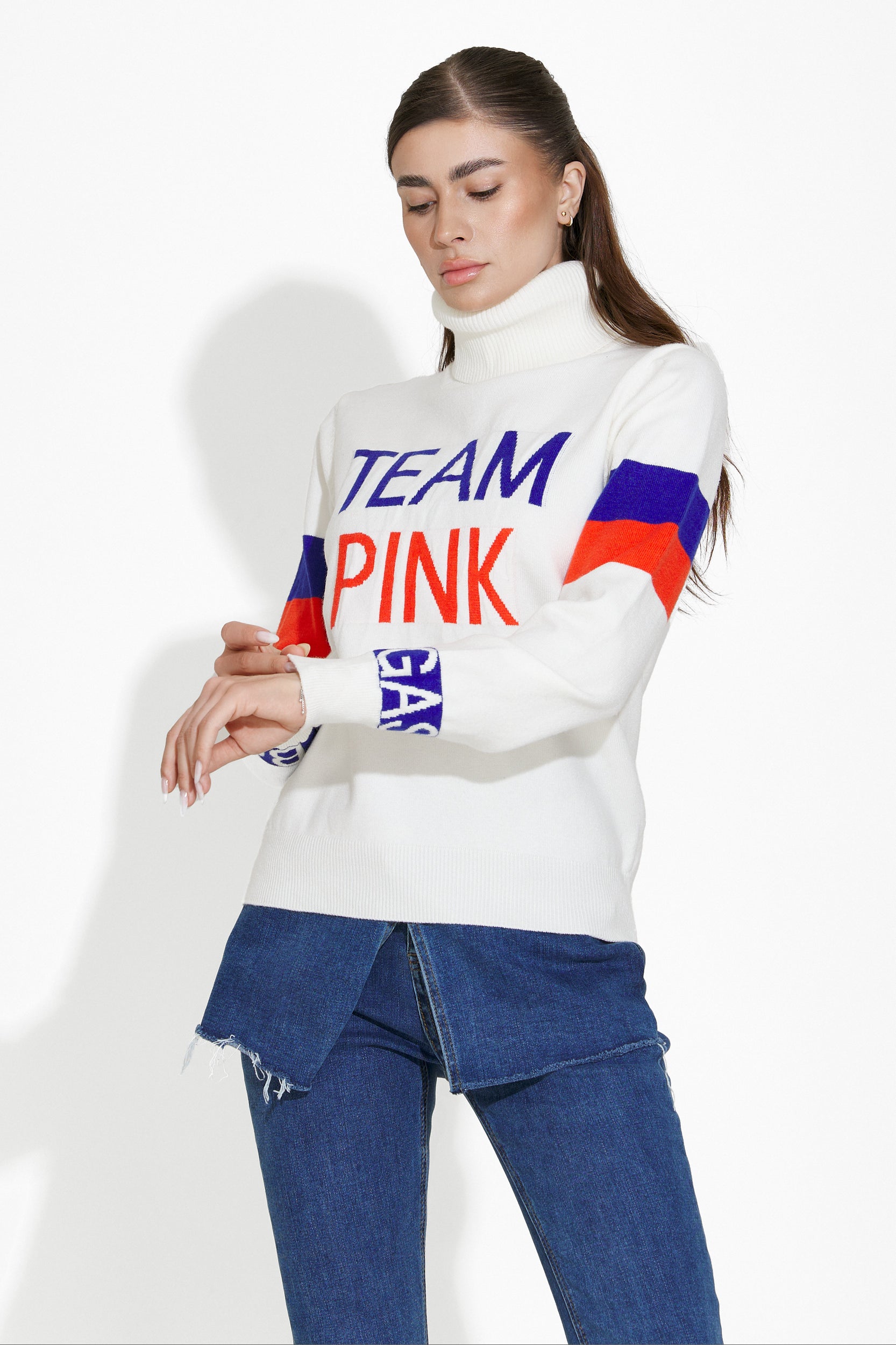 Дамски ежедневен бял пуловер Geana Bogas