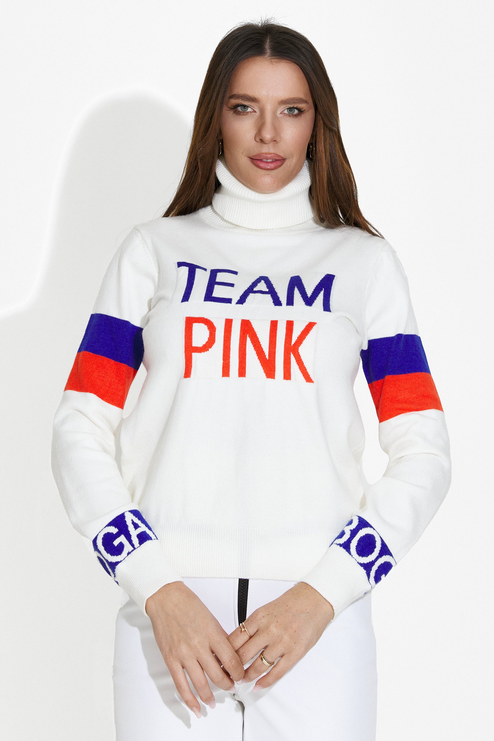 Дамски ежедневен бял пуловер Geana Bogas