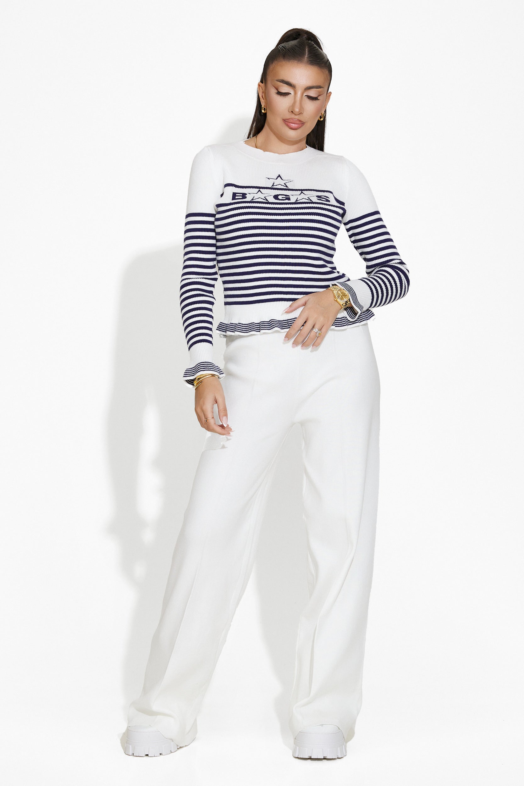 Дамски ежедневен бял пуловер Suelen Bogas