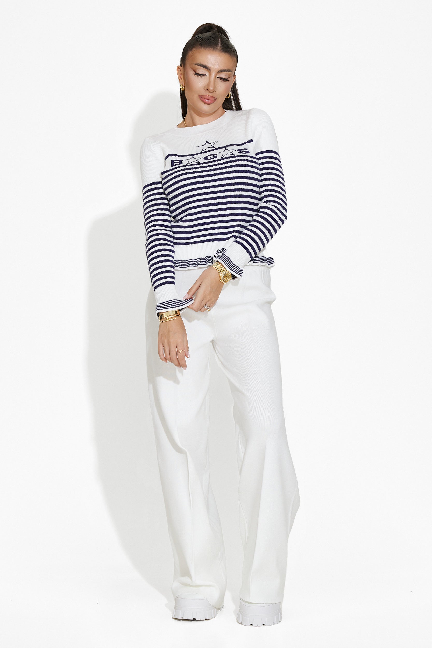 Дамски ежедневен бял пуловер Suelen Bogas