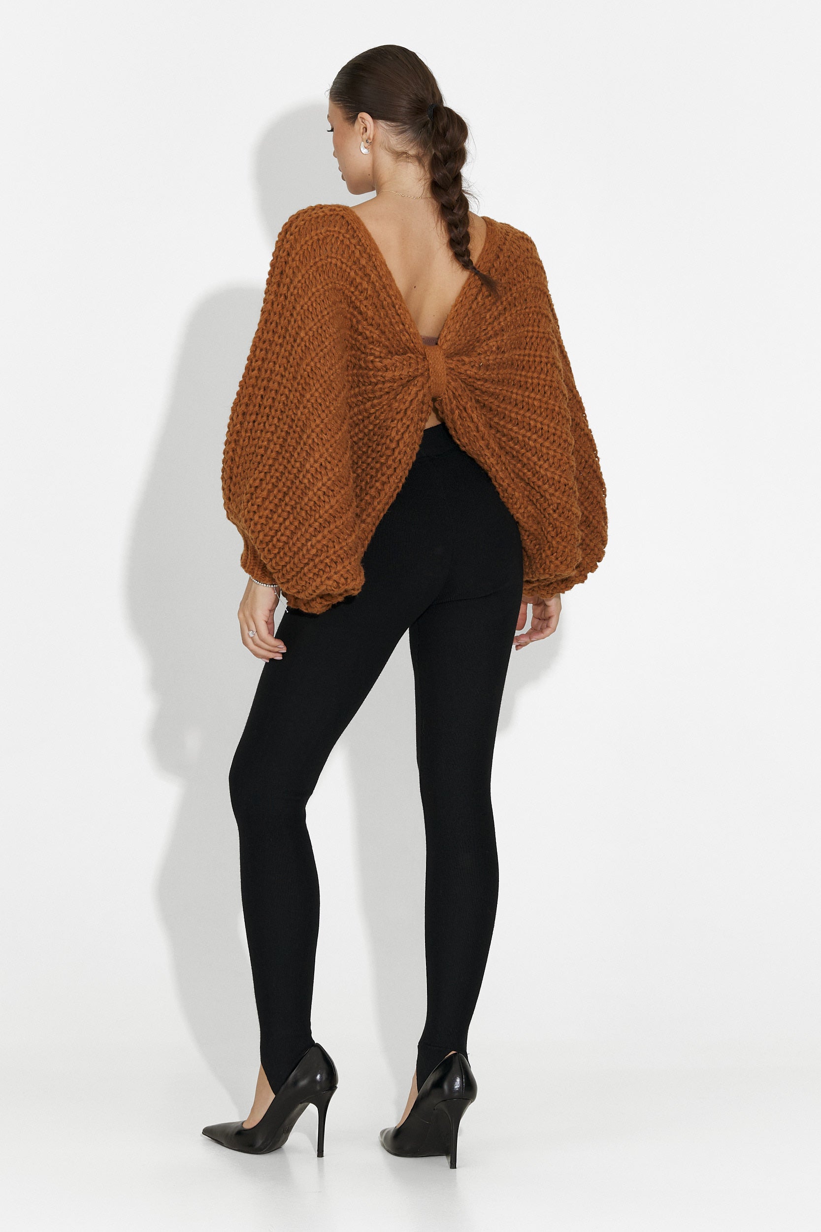 Кафяв дамски ежедневен пуловер Raviana Bogas