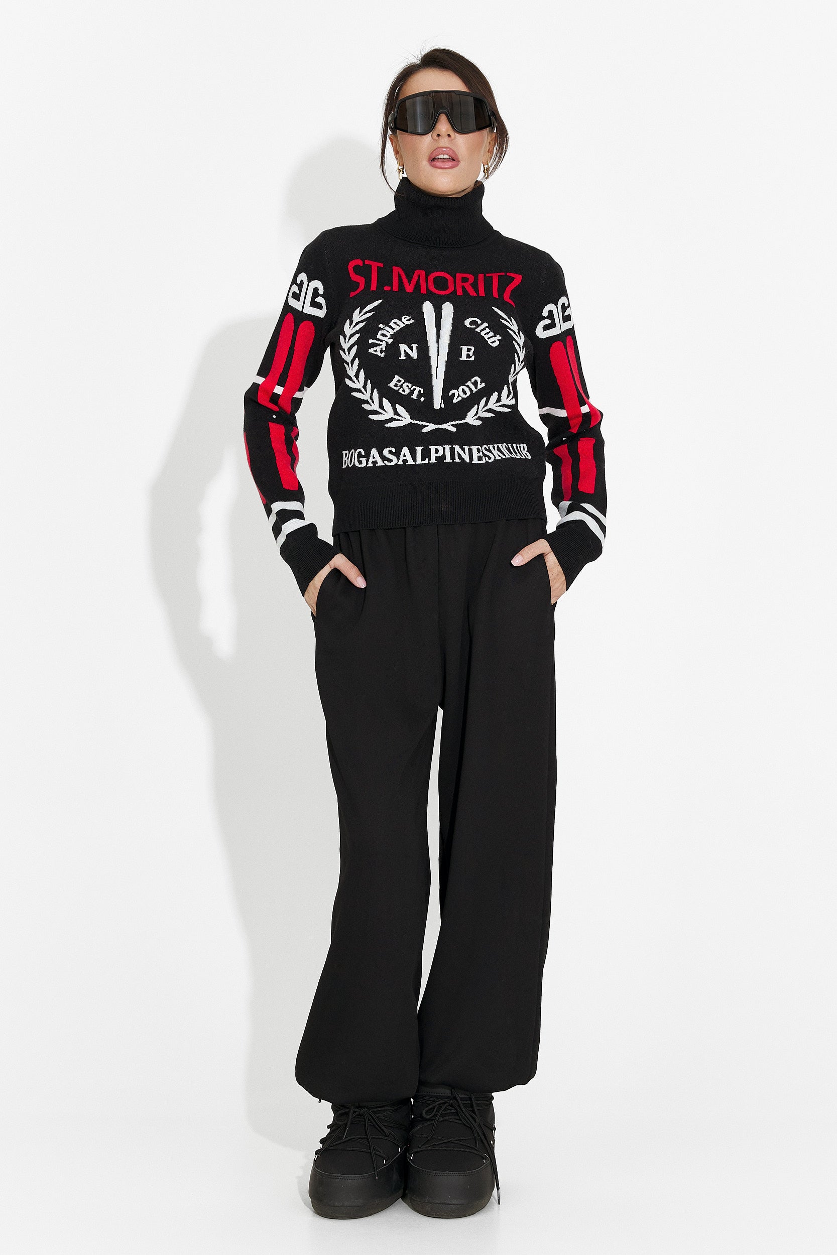 Дамски ежедневен черен пуловер Karlene Bogas