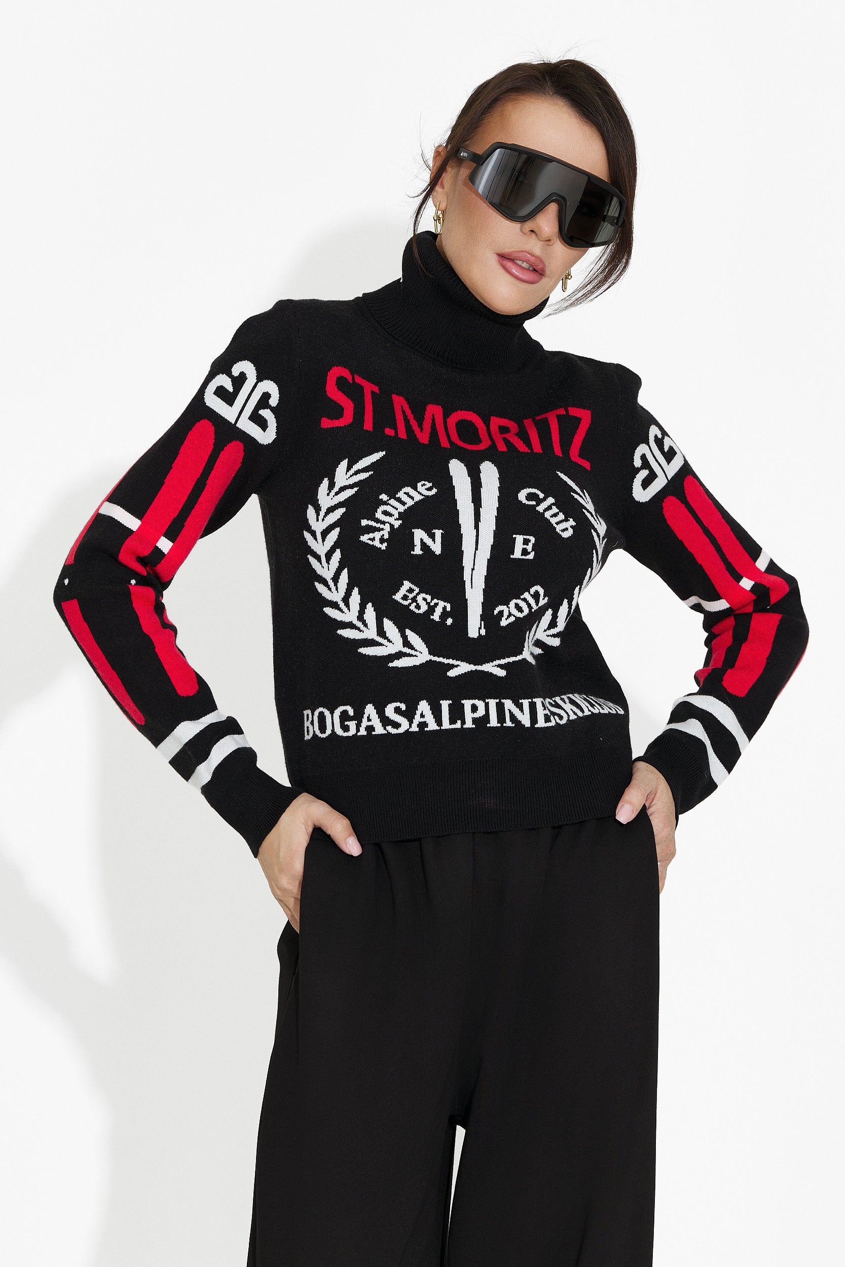 Дамски ежедневен черен пуловер Karlene Bogas