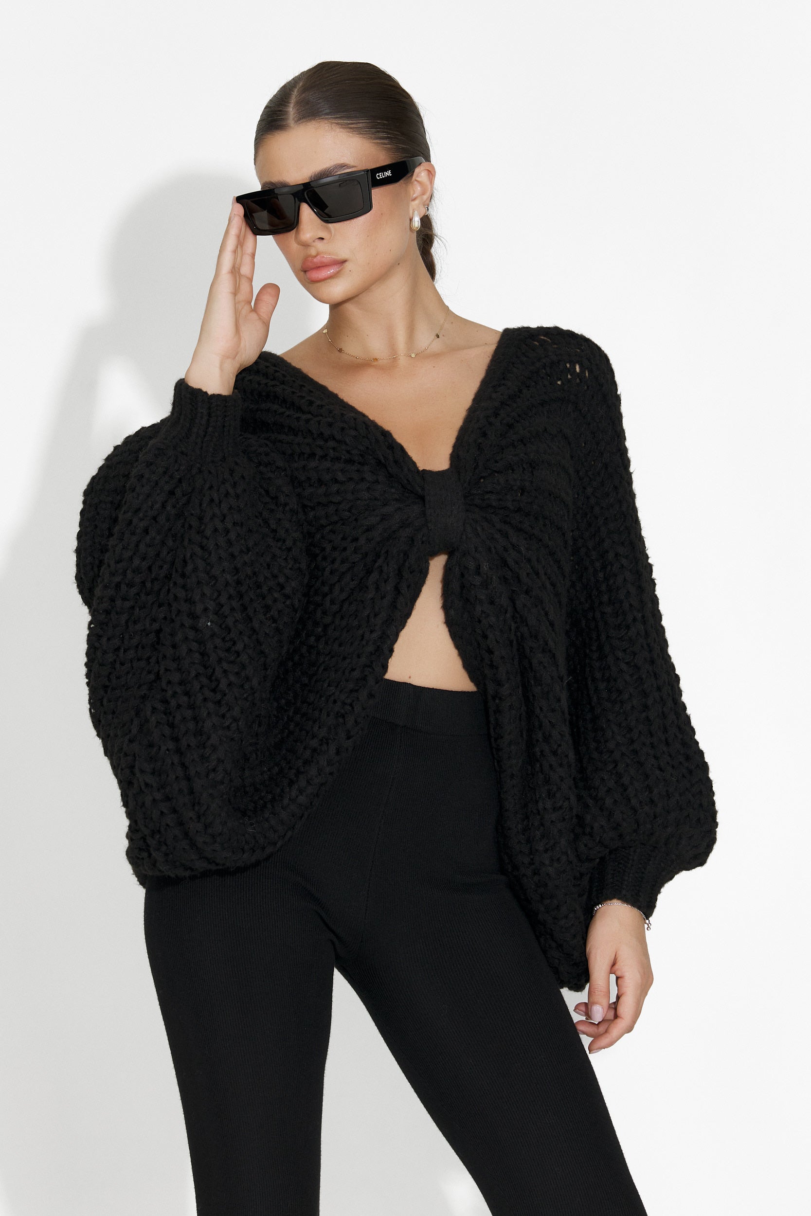 Дамски ежедневен пуловер в черно Raviana Bogas