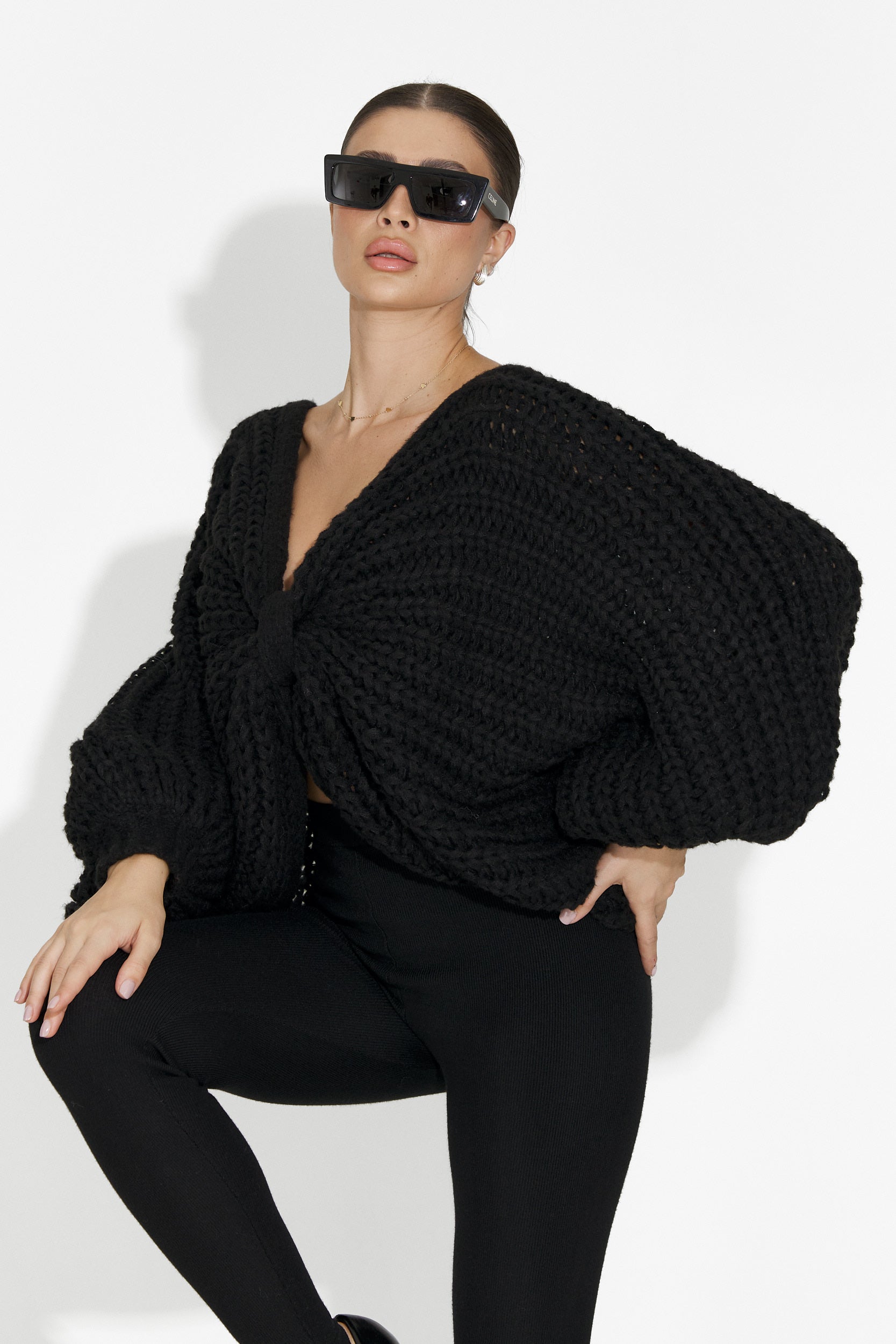 Дамски ежедневен пуловер в черно Raviana Bogas