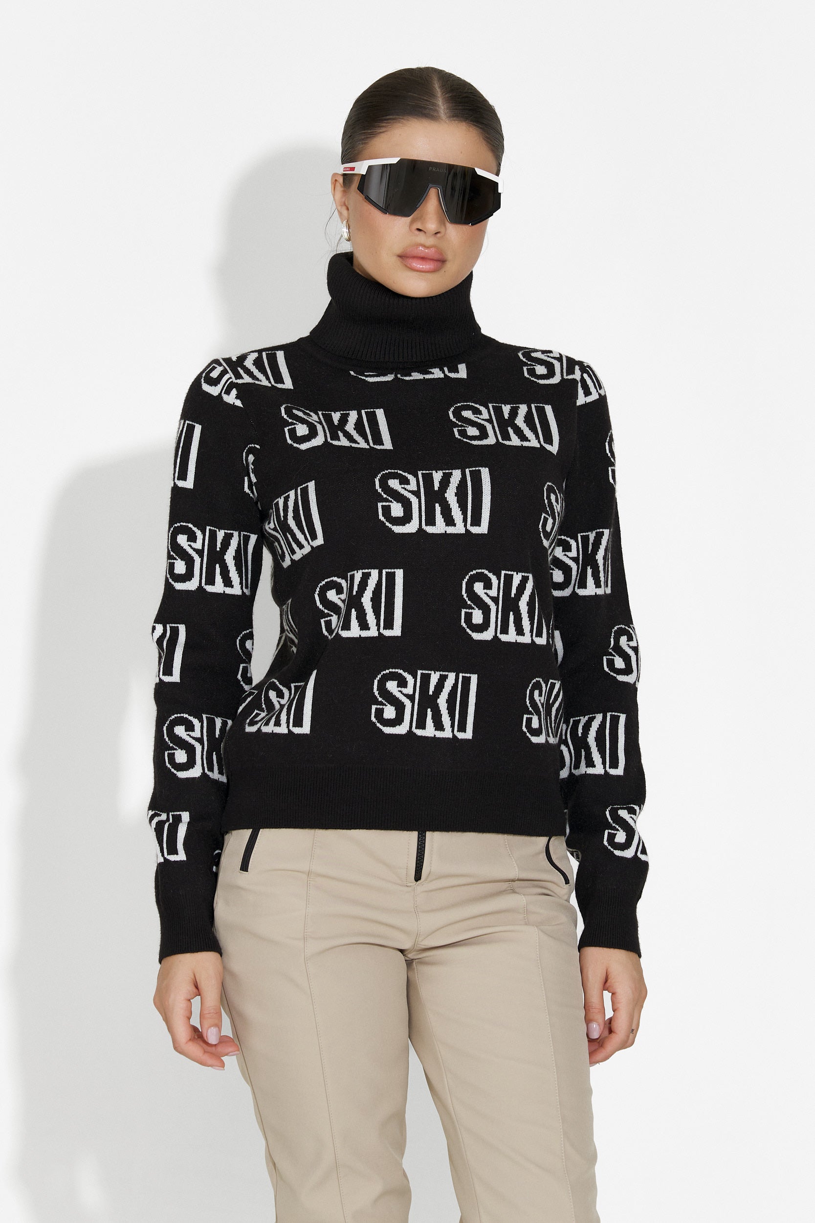 Дамски черен ски пуловер Caresia Bogas