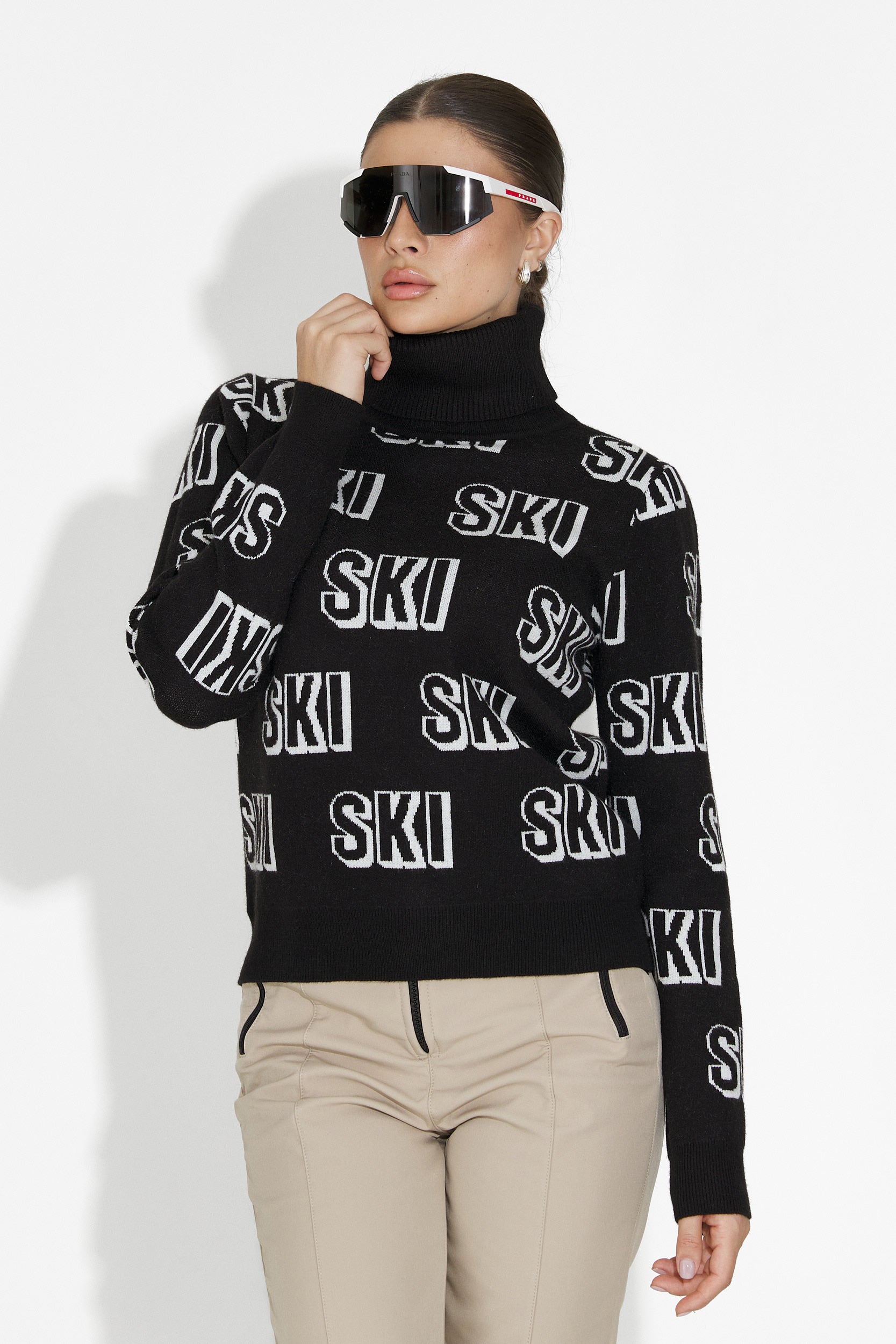 Дамски черен ски пуловер Caresia Bogas