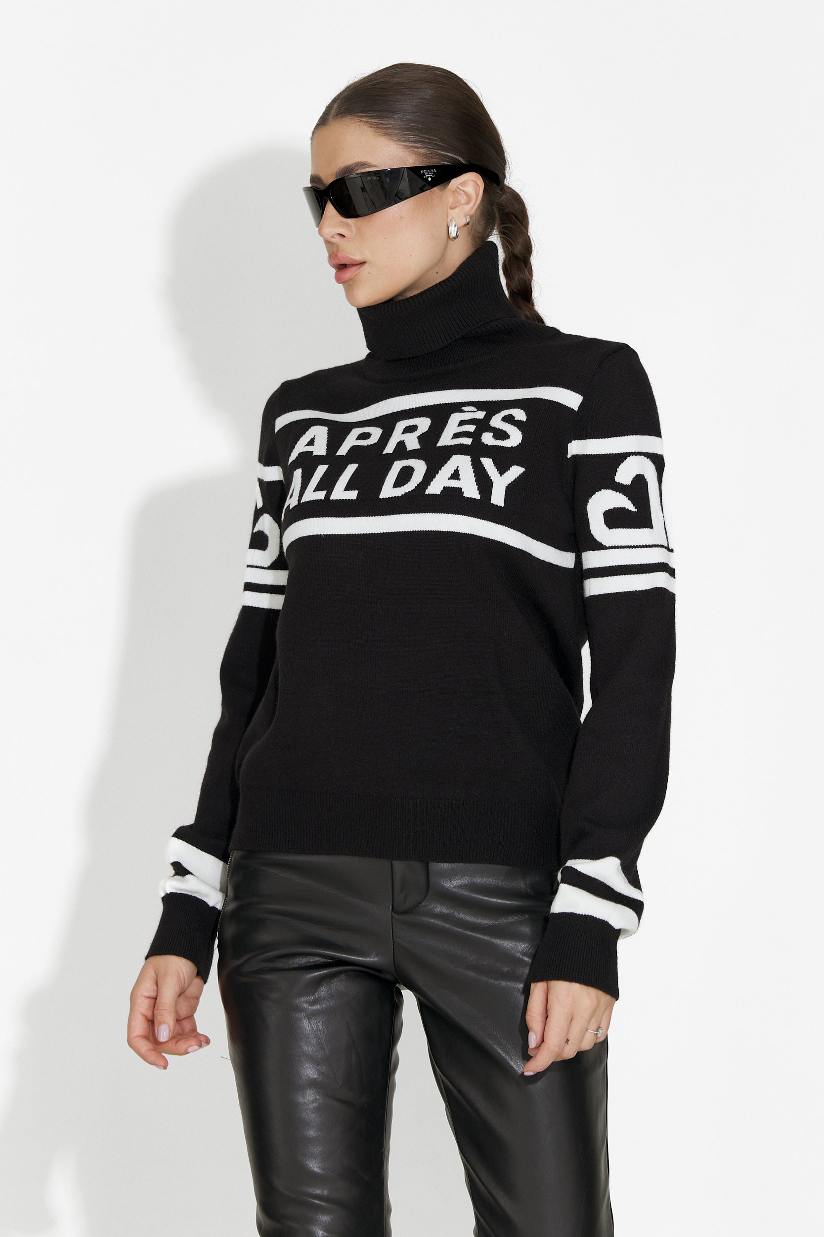 Дамски черен ски пуловер Cevina Bogas