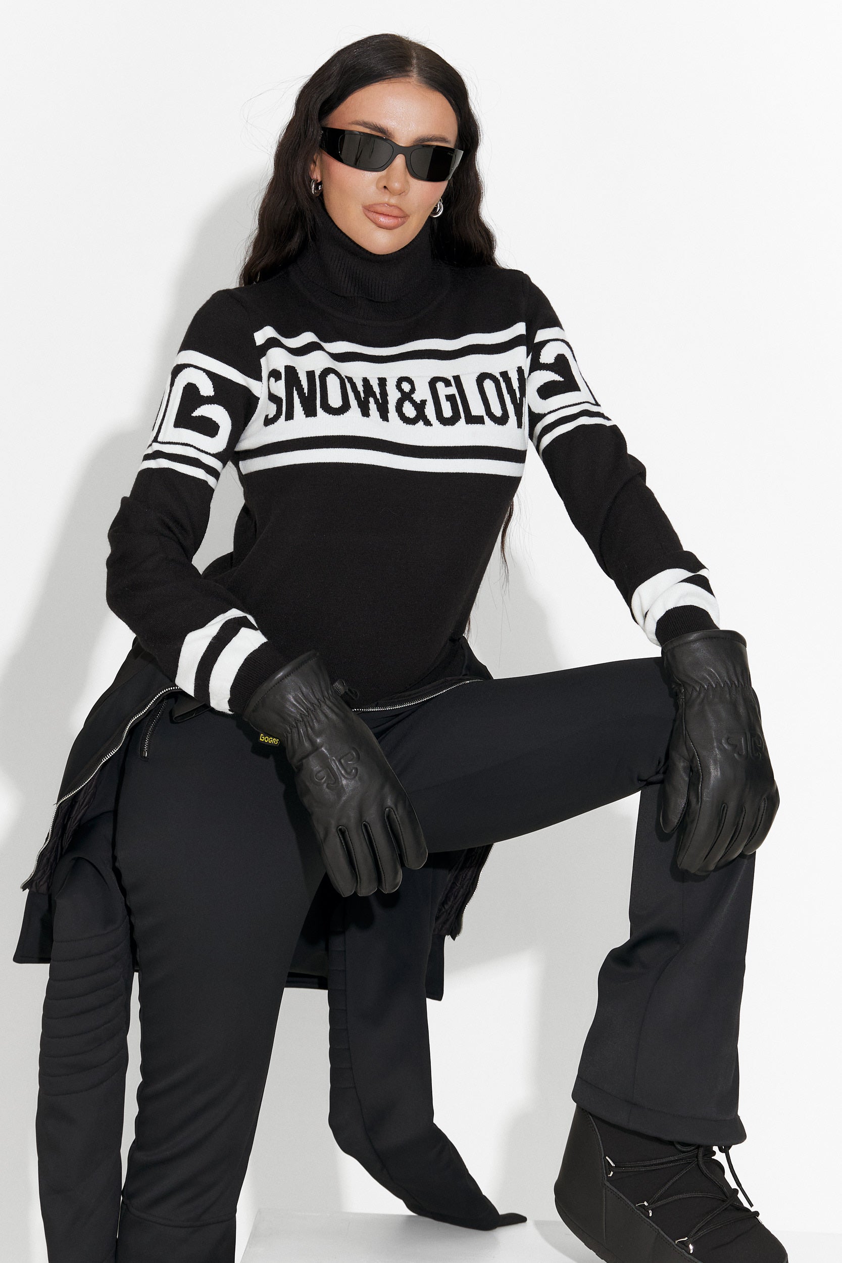 Черен дамски ски пуловер Clyra Bogas