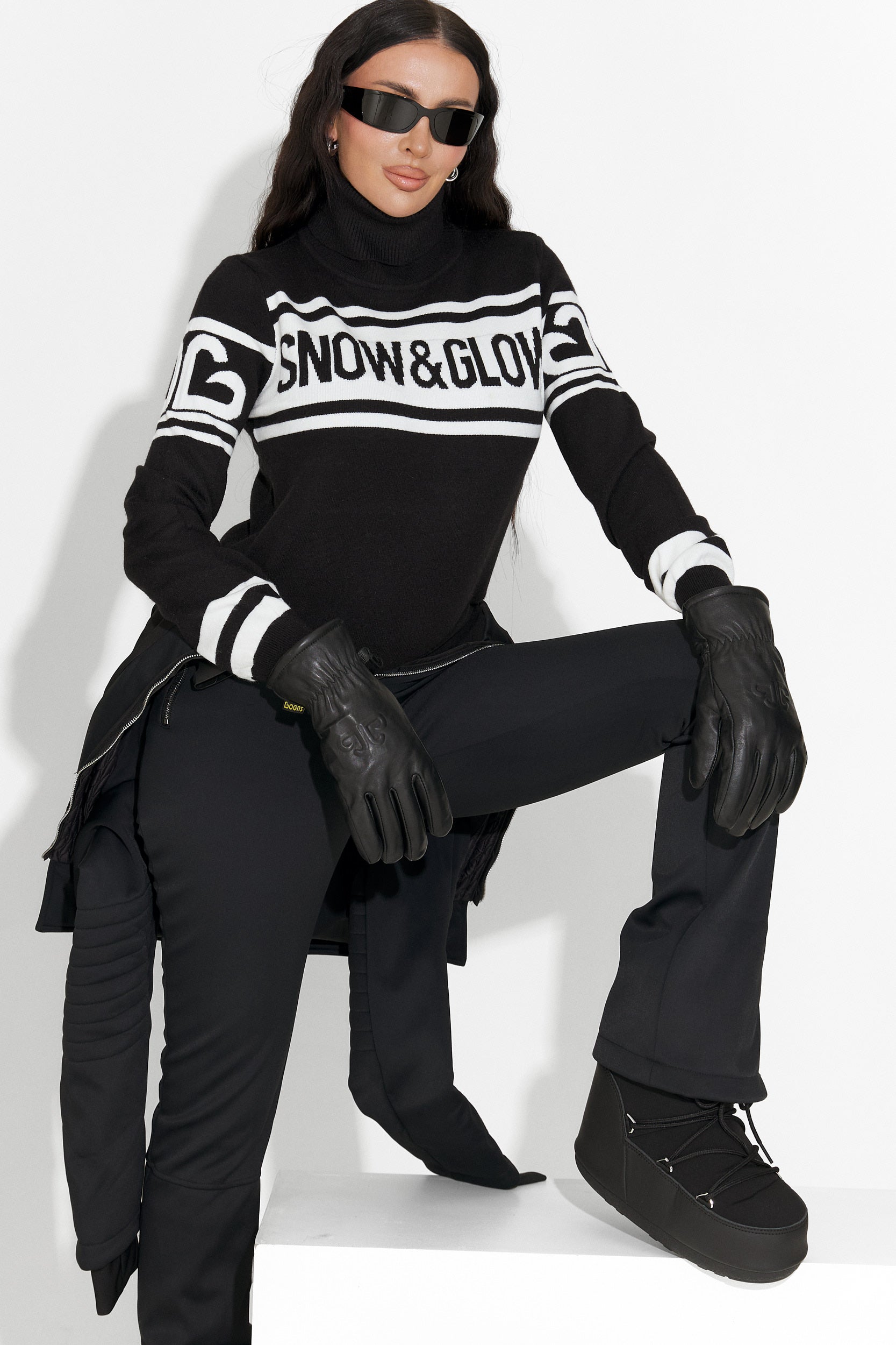 Черен дамски ски пуловер Clyra Bogas