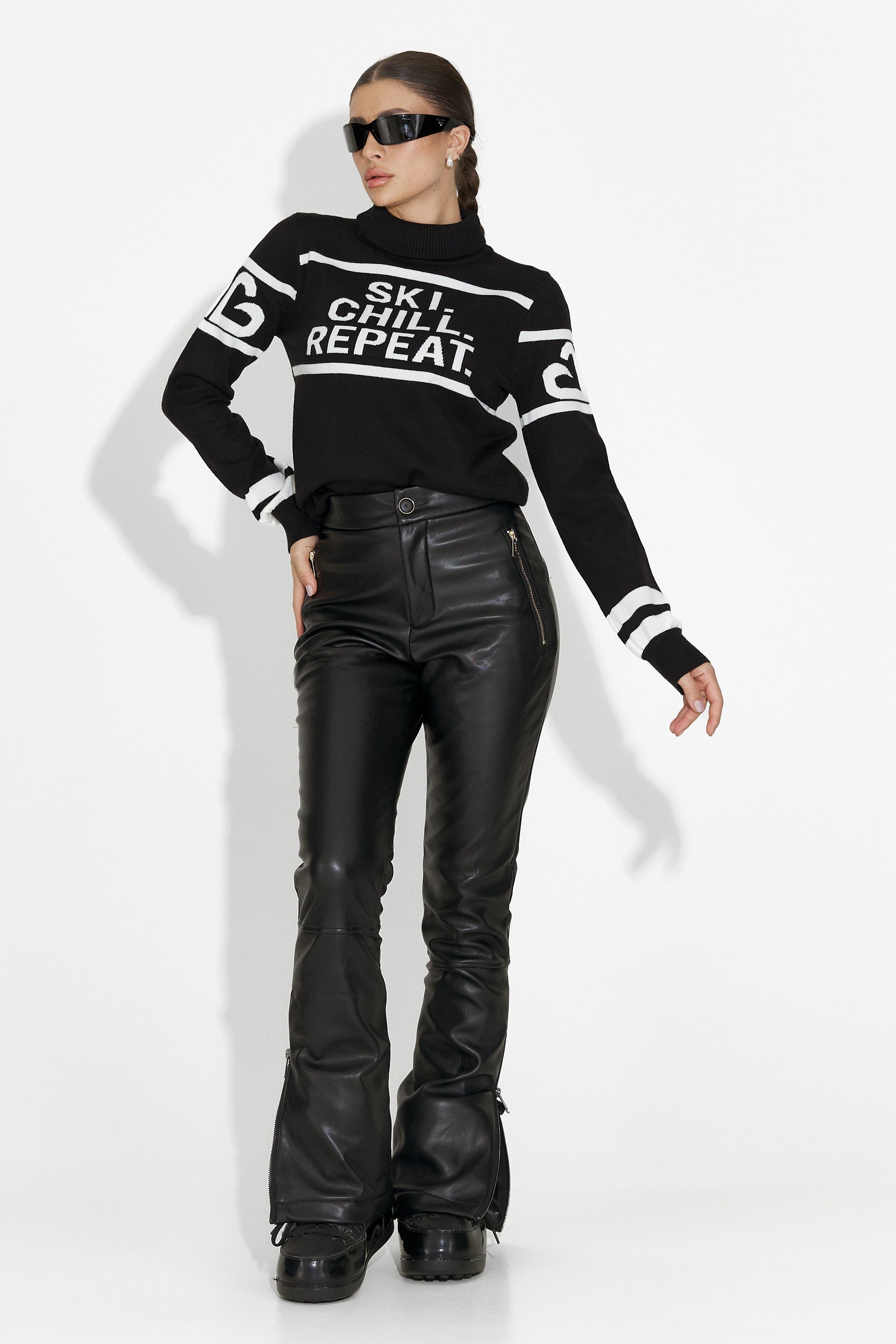 Дамски черен ски пуловер Lanaki Bogas