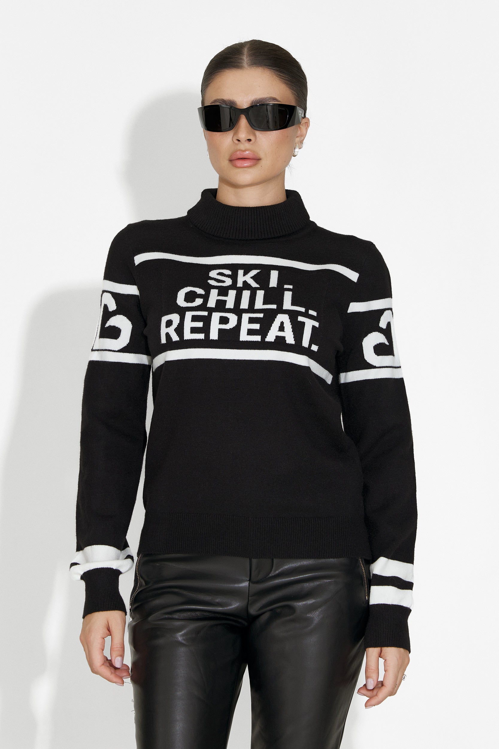 Дамски черен ски пуловер Lanaki Bogas