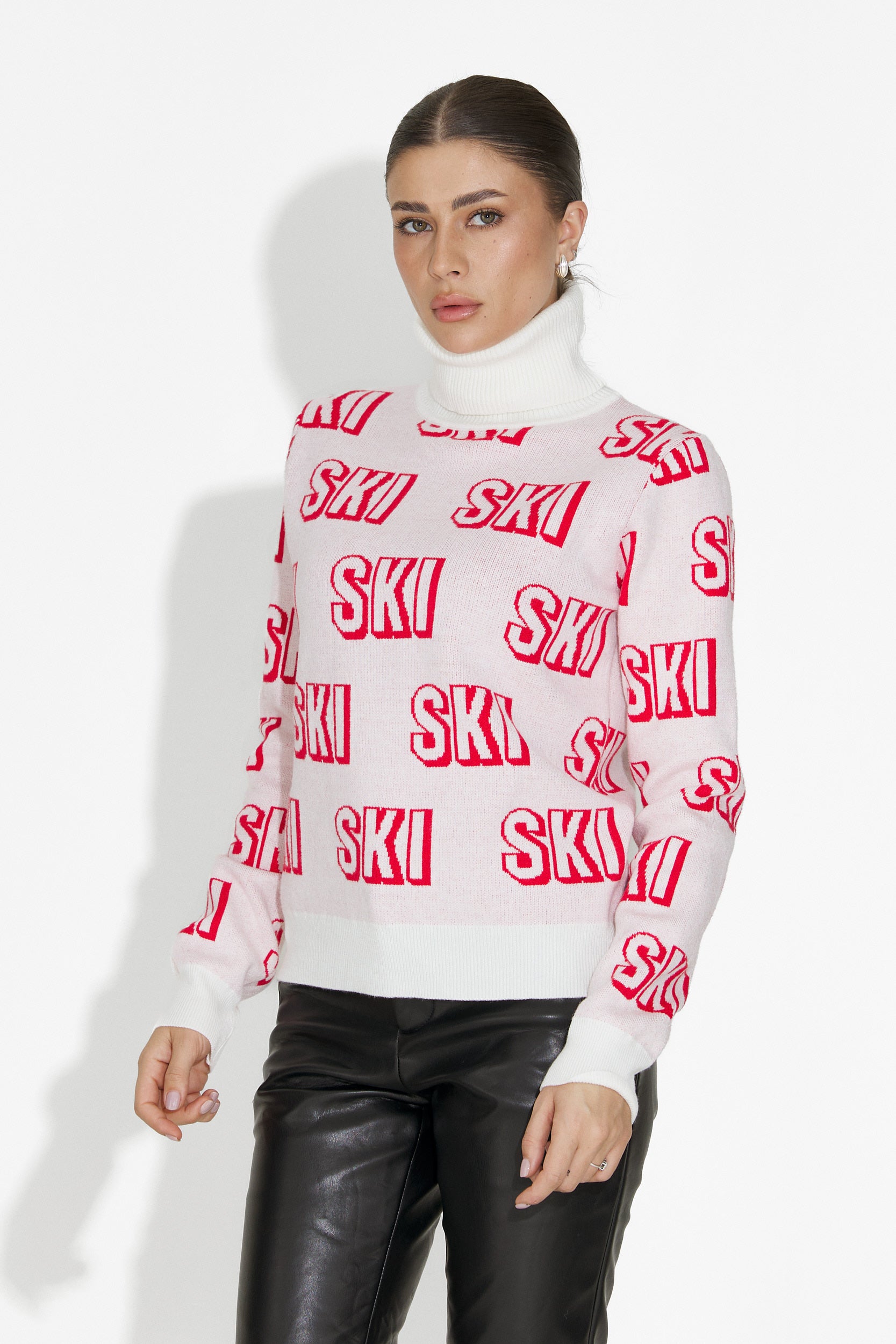 Дамски бял ски пуловер Caresia Bogas