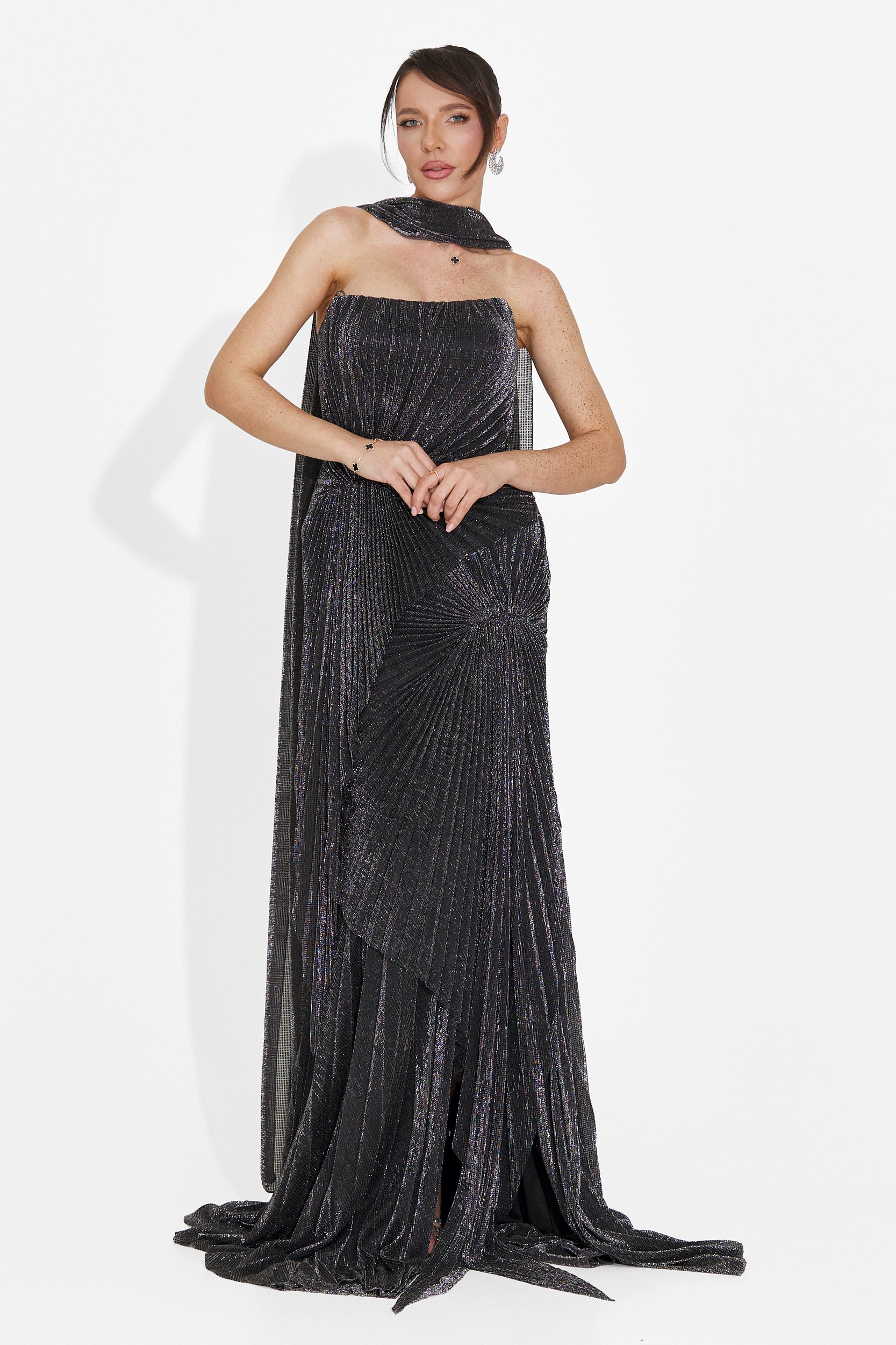 Rochie dama lunga argintie Veriona Bogas