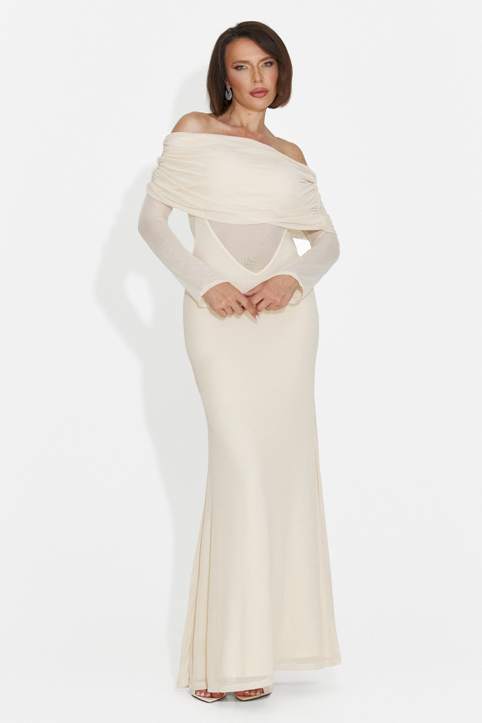 Rochie dama lunga bej Laura Bogas