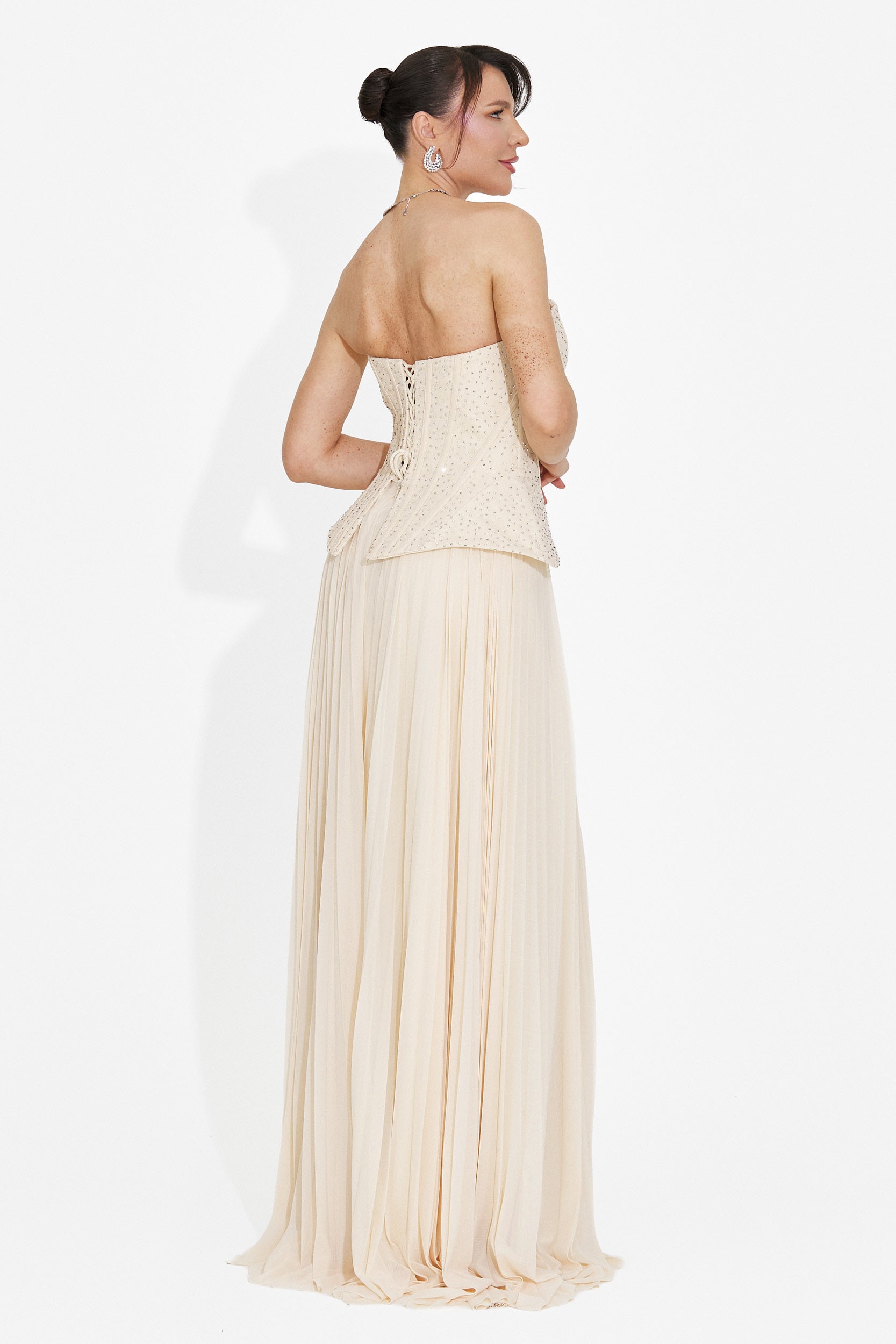 Rochie dama lunga bej Mivea Bogas