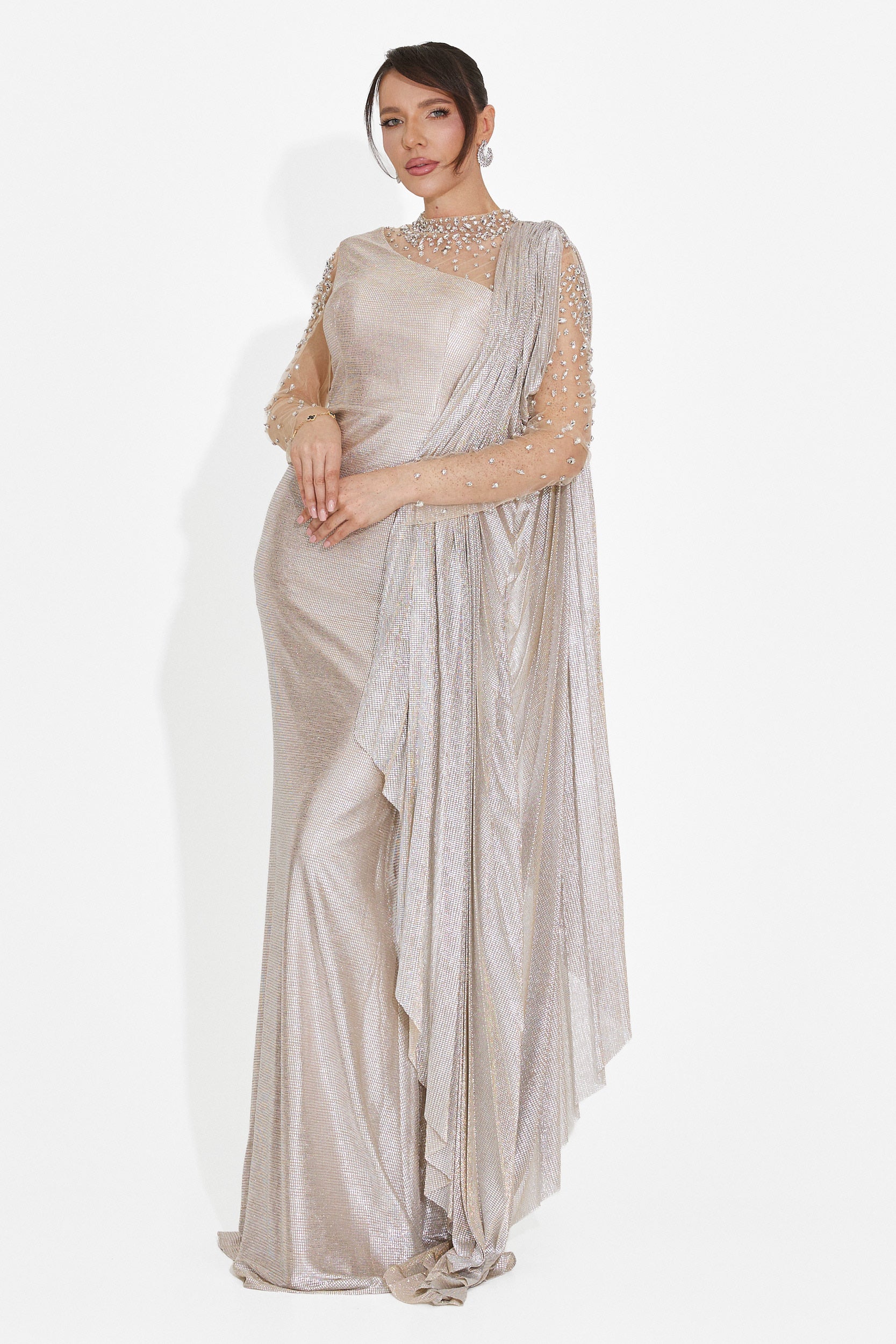 Rochie dama lunga bej Ysaia Bogas