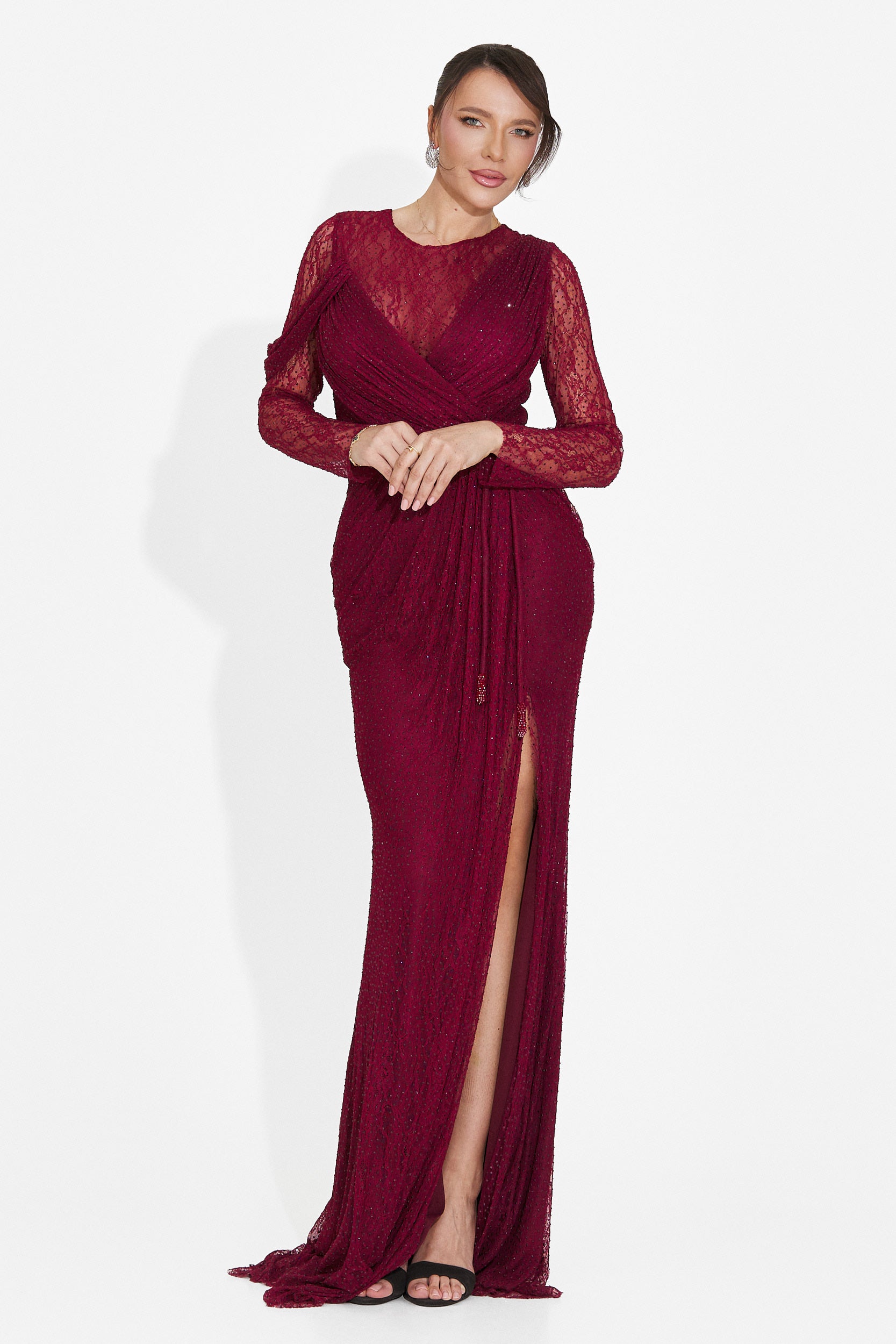 Rochie dama lunga burgundy Herminia Bogas
