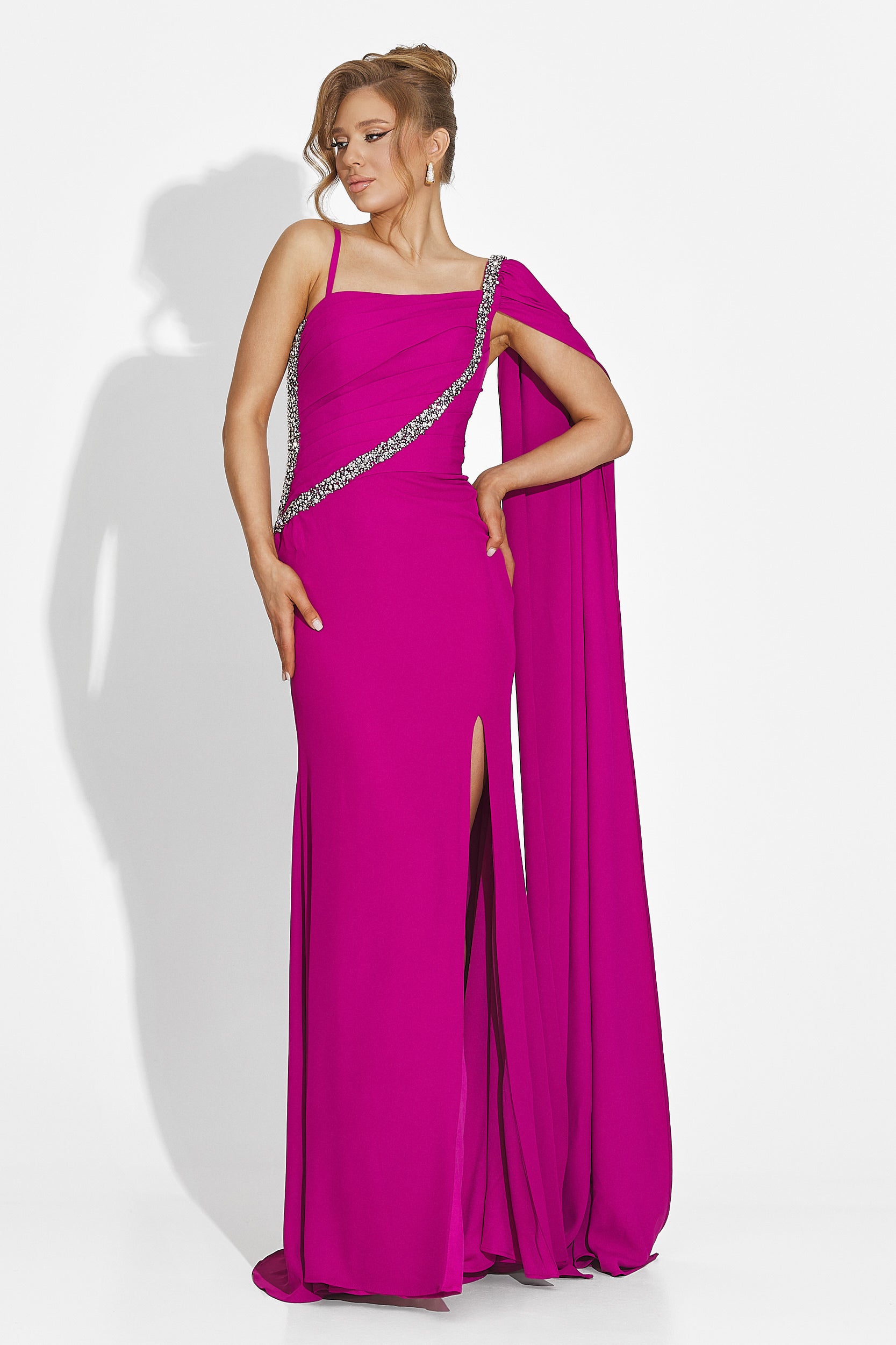 Дълга фуксия дамска рокля Libre Bogas