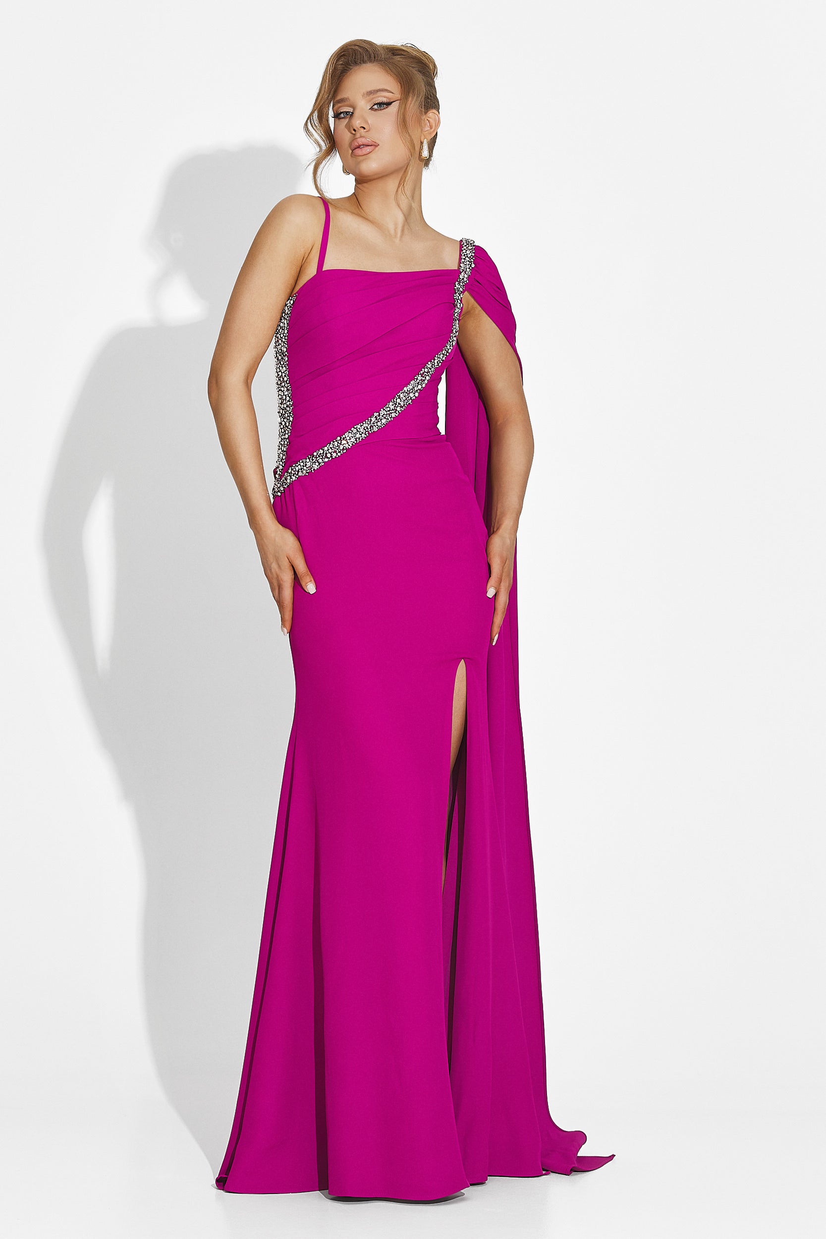 Дълга фуксия дамска рокля Libre Bogas