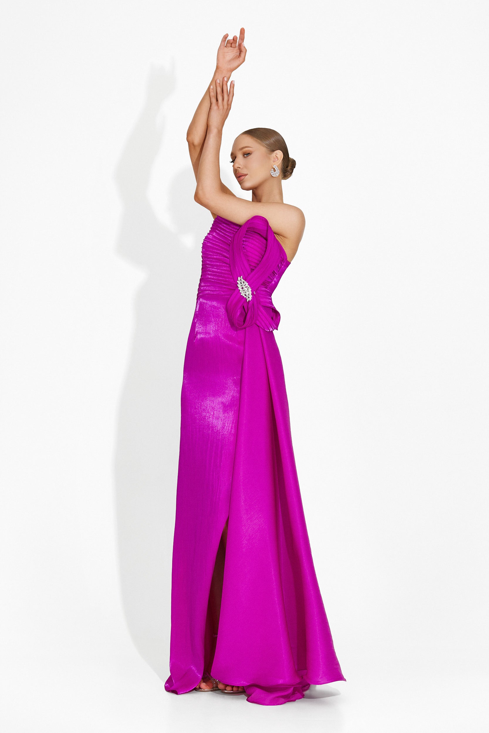 Дълга рокля за жени в цвят фуксия Verlie Bogas