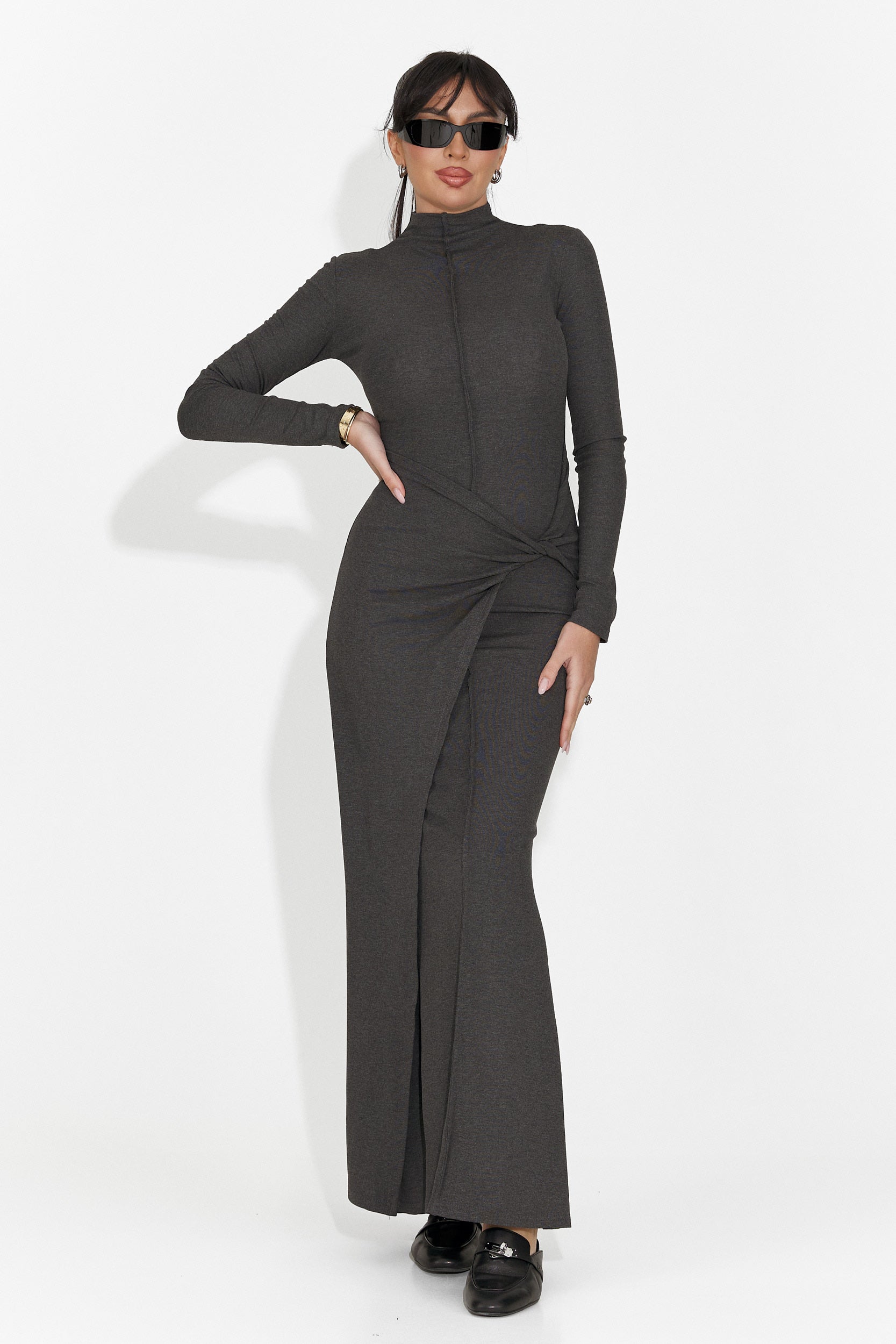 Дълга дамска рокля в сиво Sharita Bogas