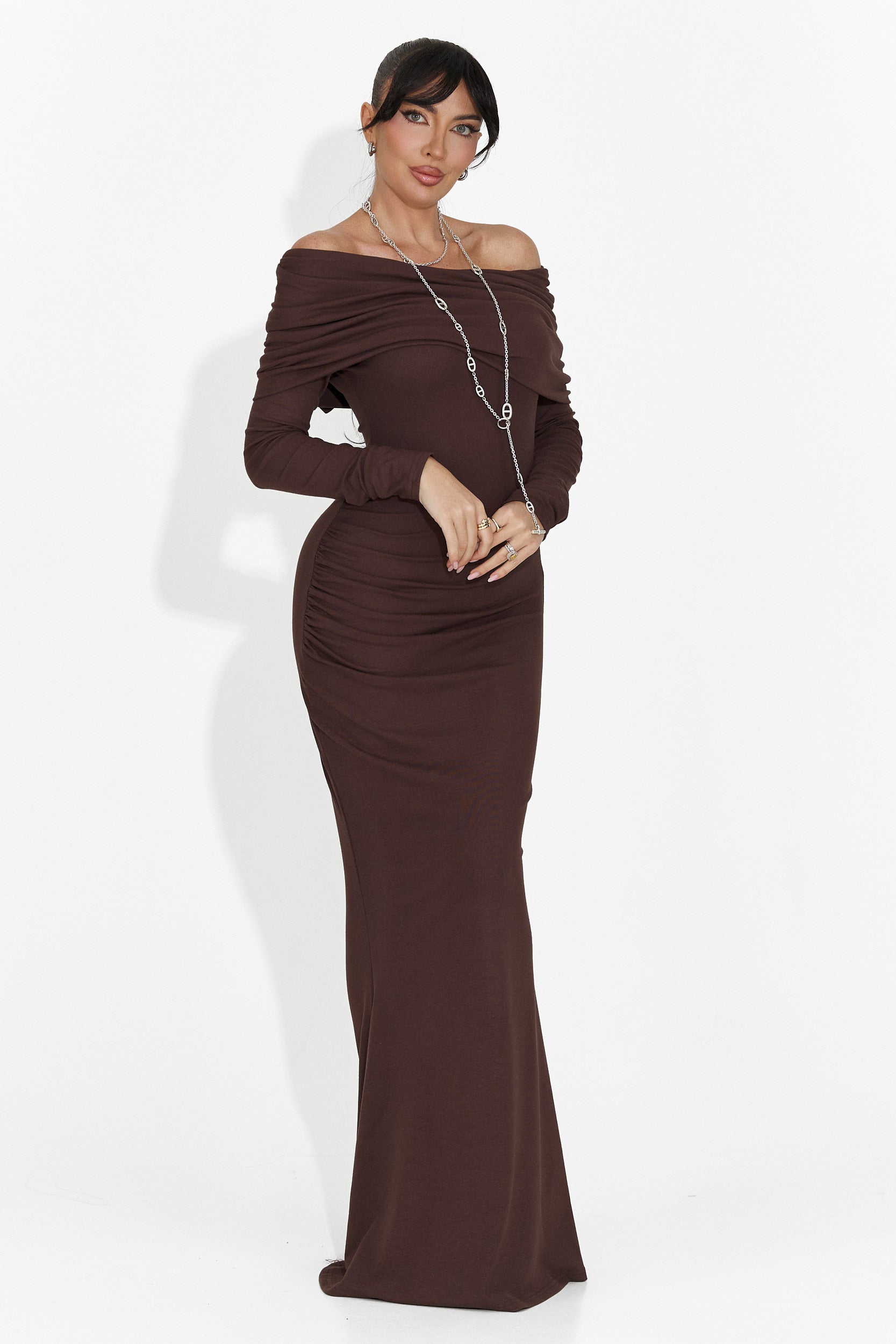 Дамска дълга рокля кафява Briania Bogas