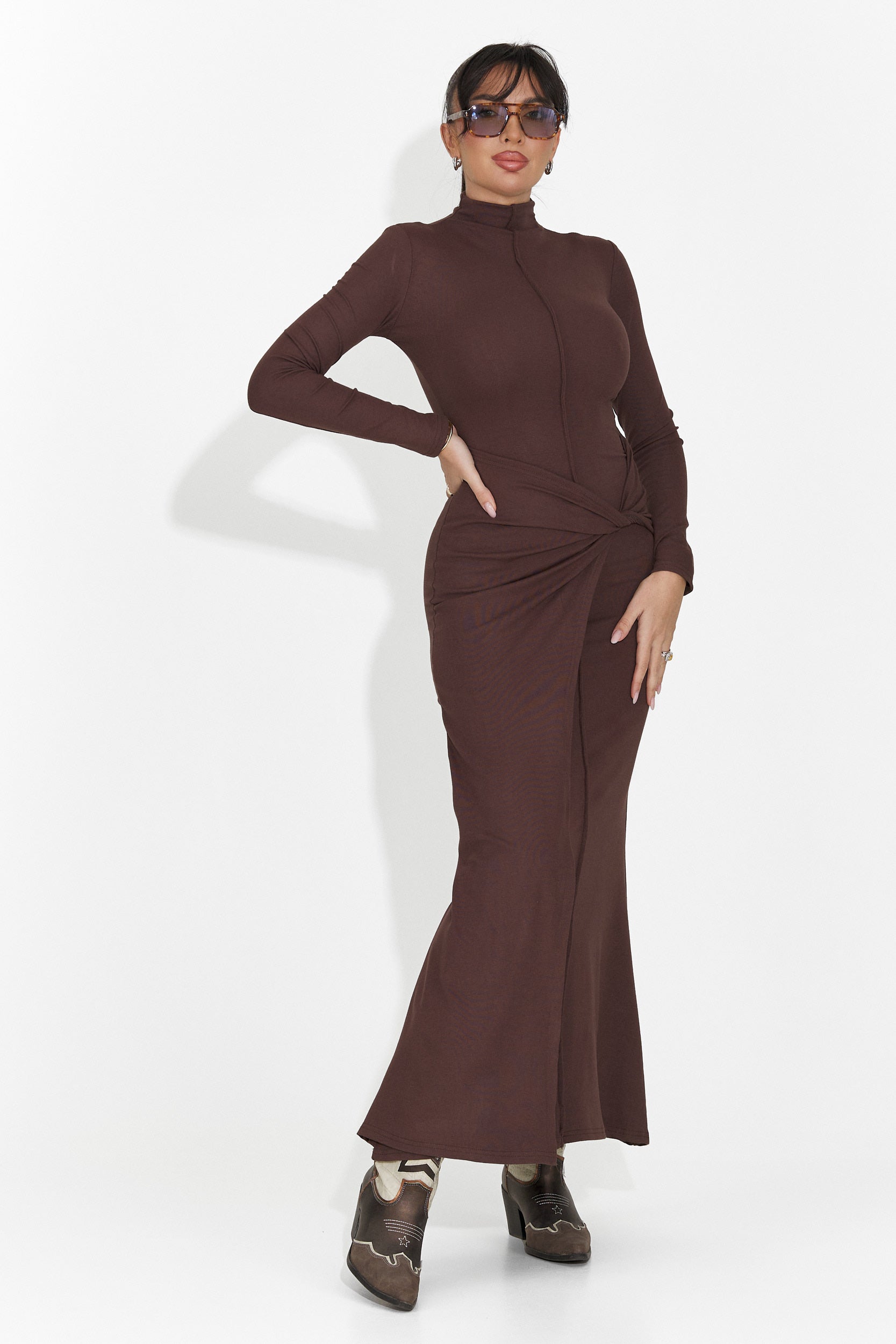 Дамска дълга рокля кафява Sharita Bogas