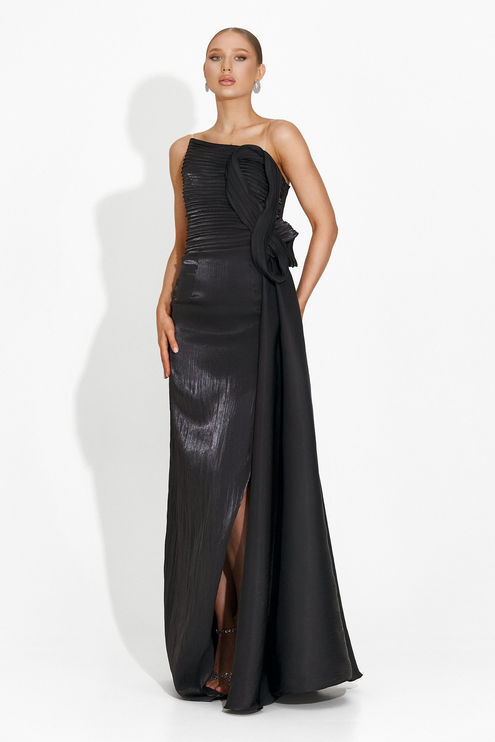 Дълга черна рокля за жени Jadora Bogas