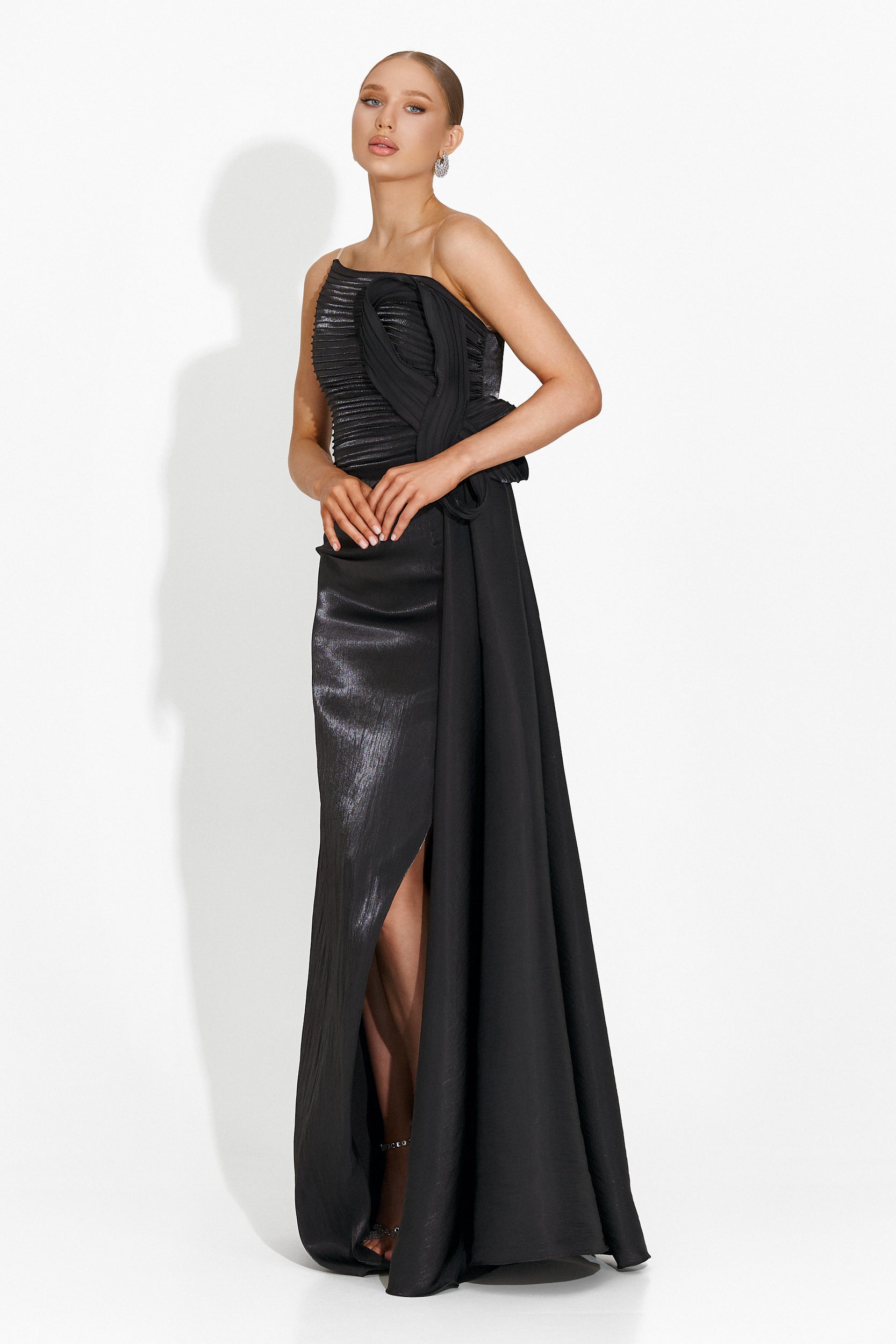 Дълга черна рокля за жени Jadora Bogas