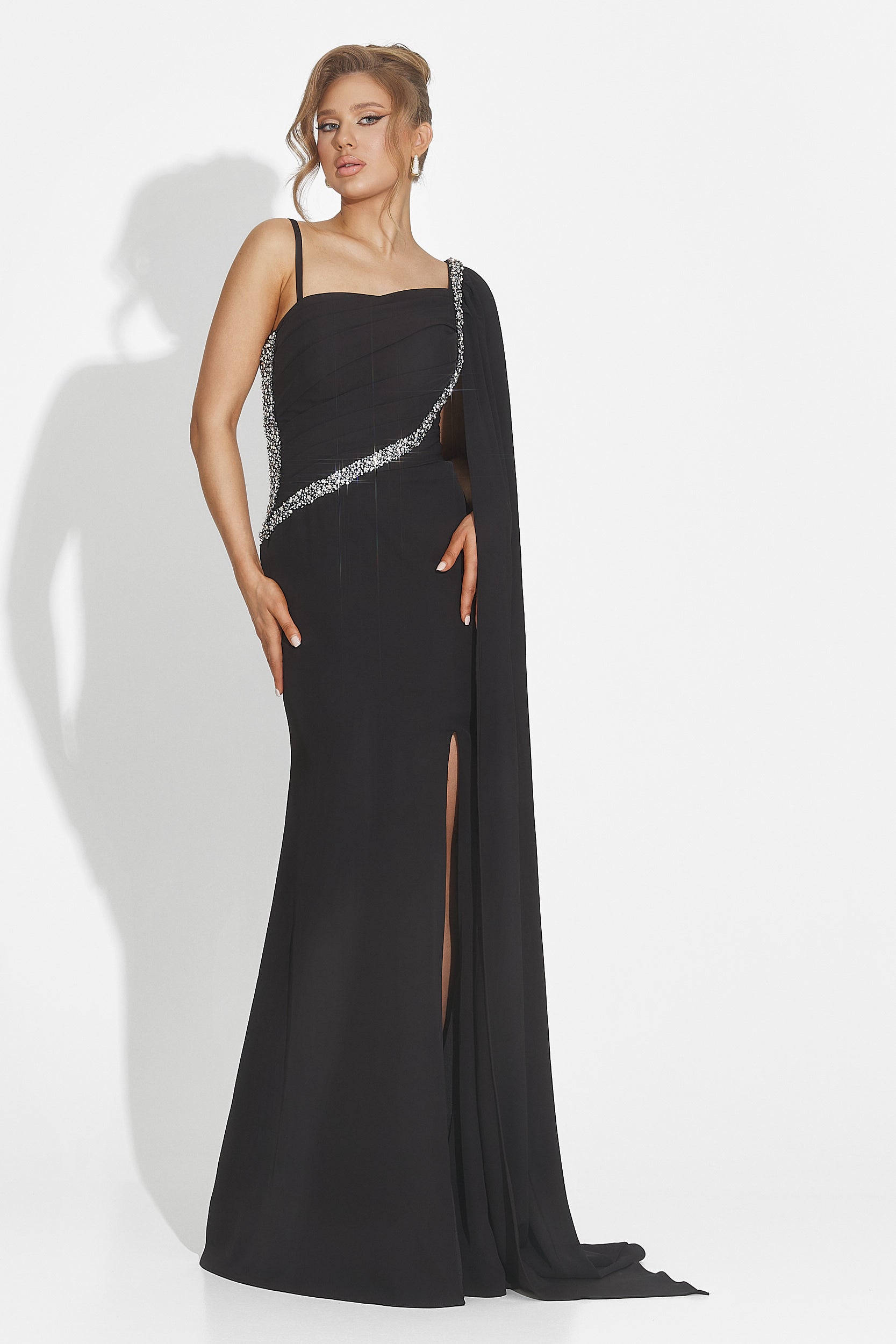 Дълга черна дамска рокля Libre Bogas