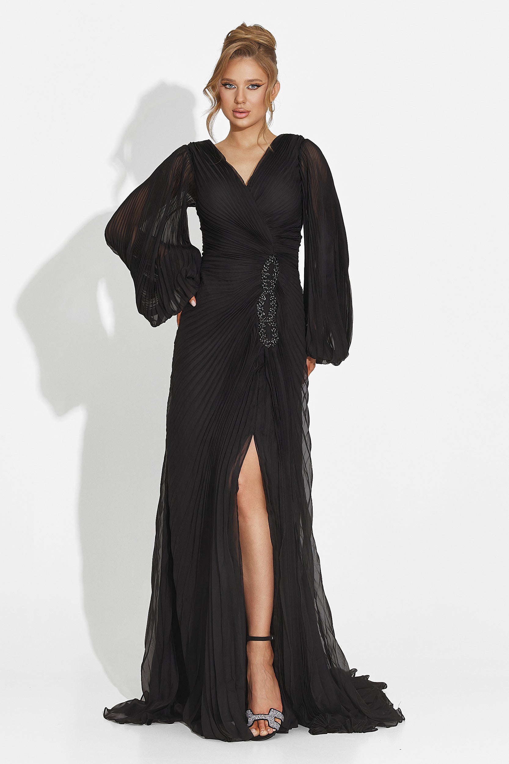 Дълга черна дамска рокля Linares Bogas