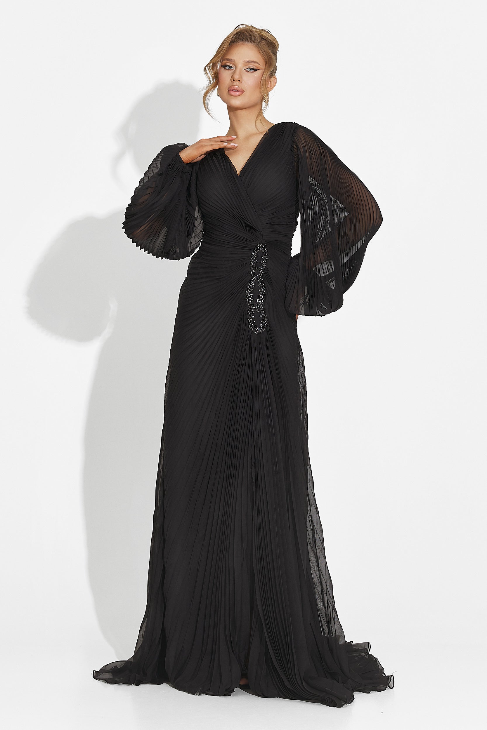 Дълга черна дамска рокля Linares Bogas