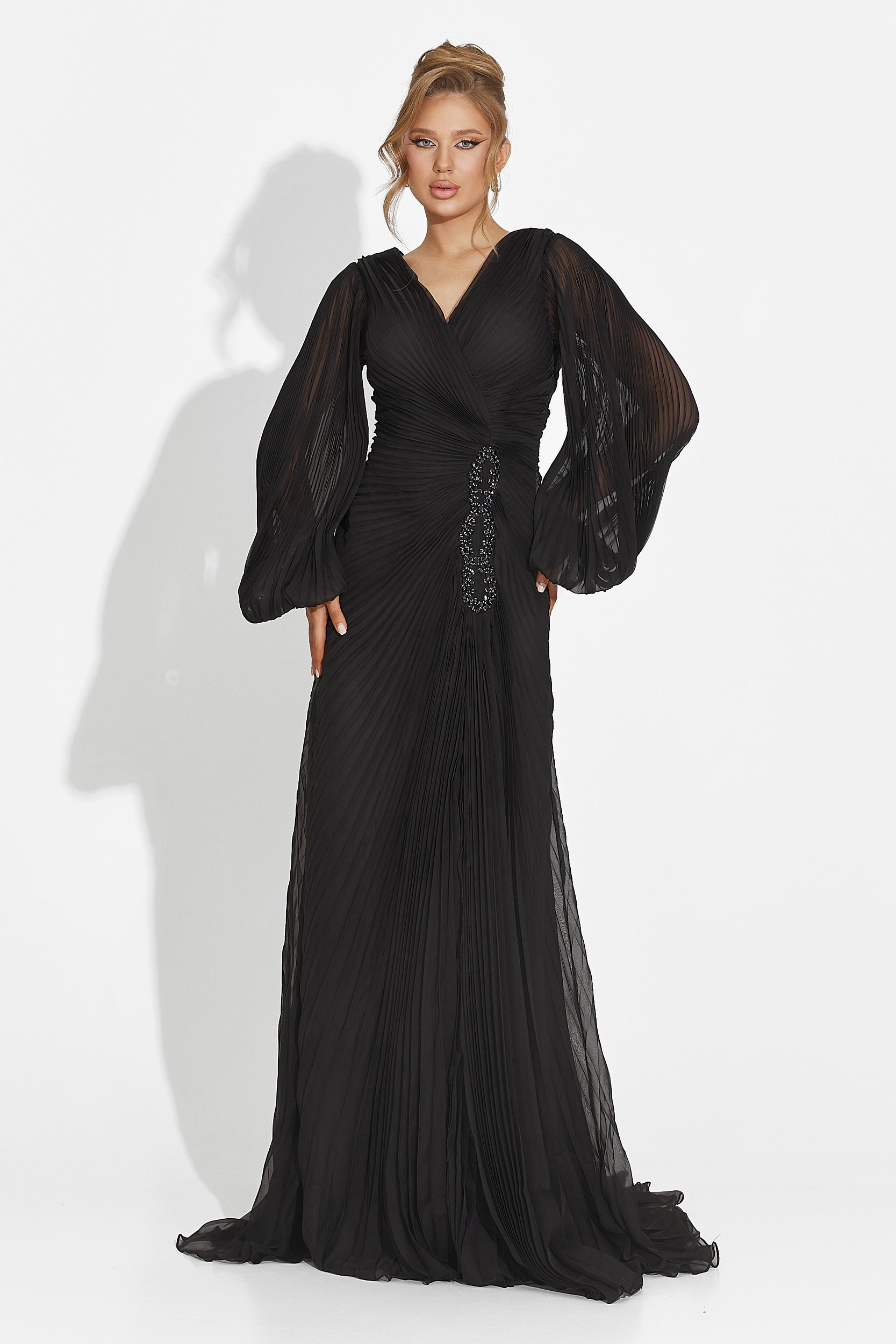 Дълга черна дамска рокля Linares Bogas