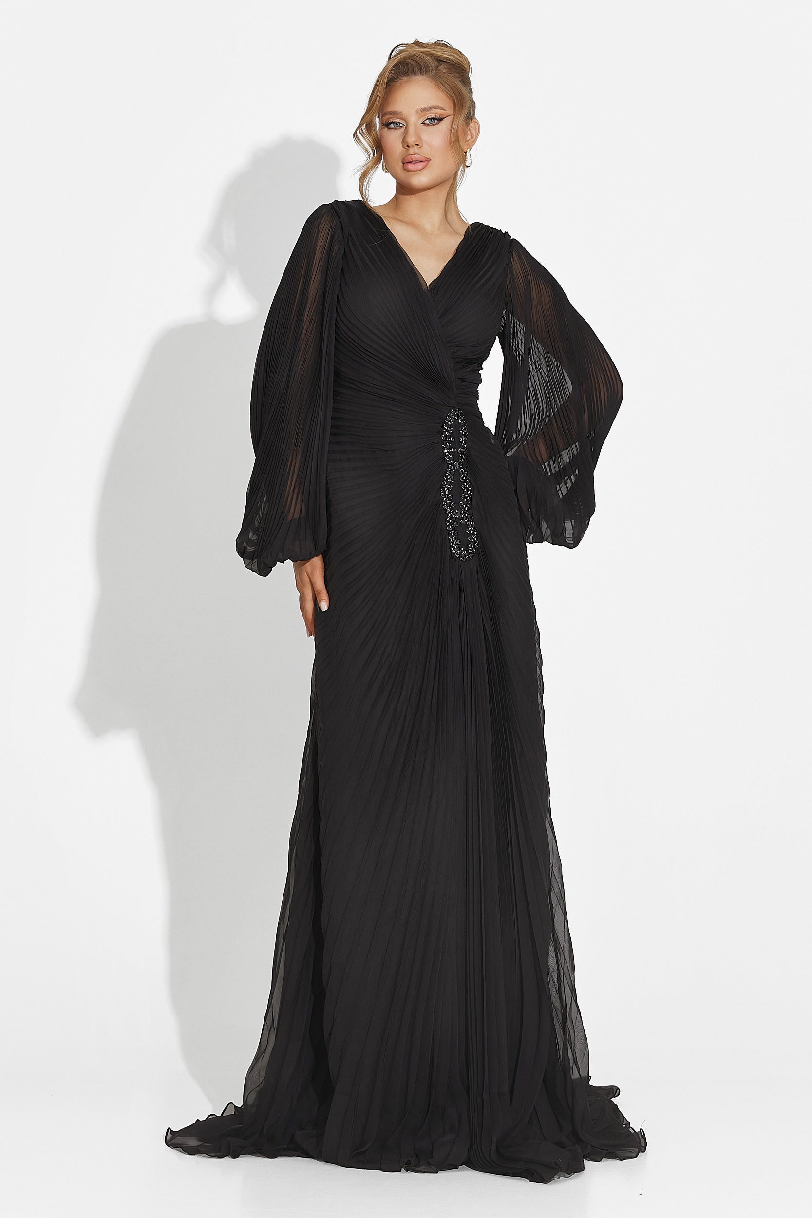 Дълга черна дамска рокля Linares Bogas