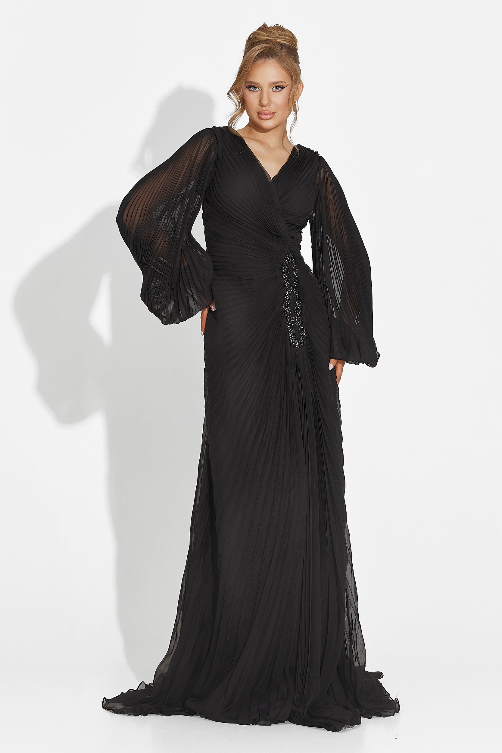 Дълга черна дамска рокля Linares Bogas