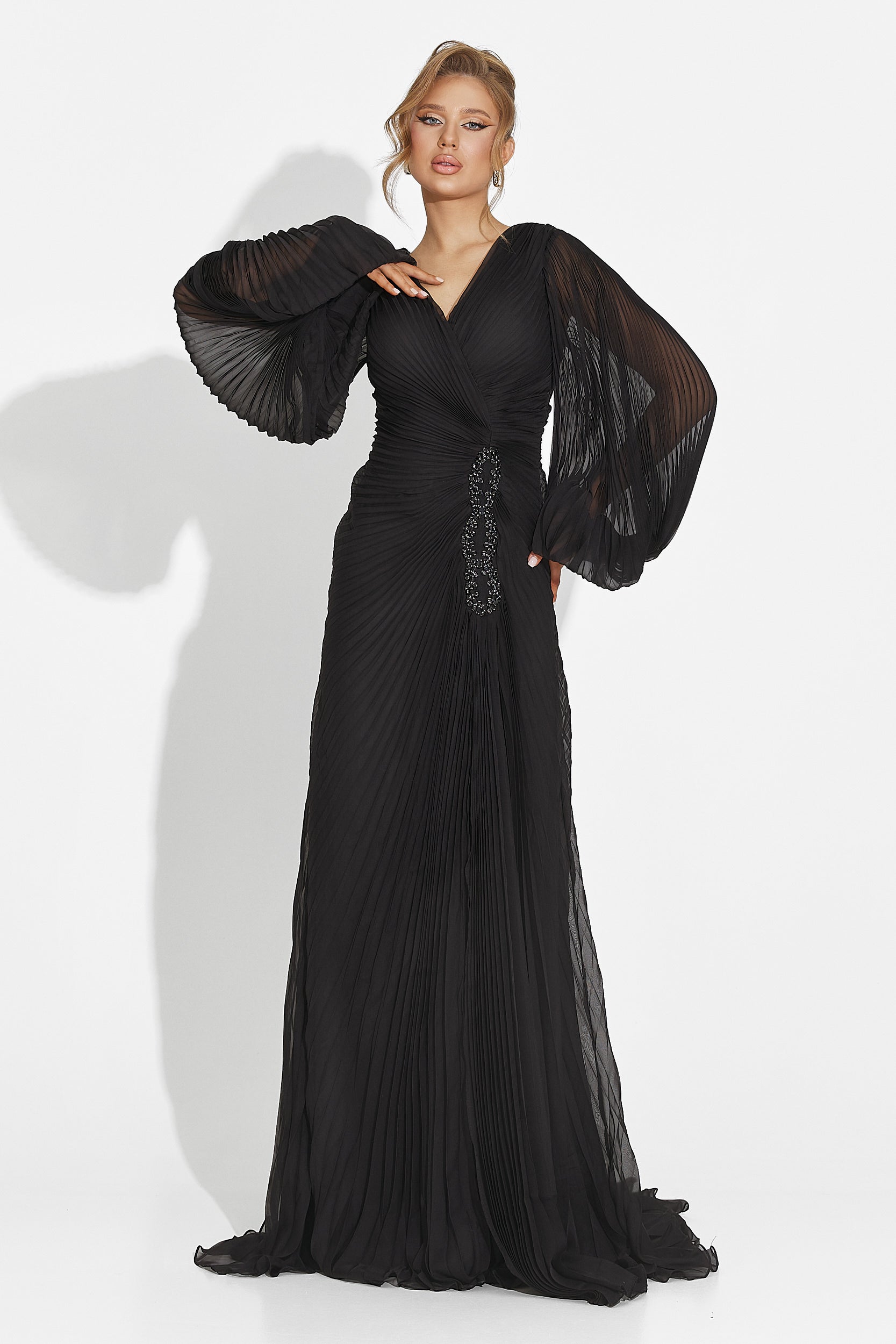 Дълга черна дамска рокля Linares Bogas