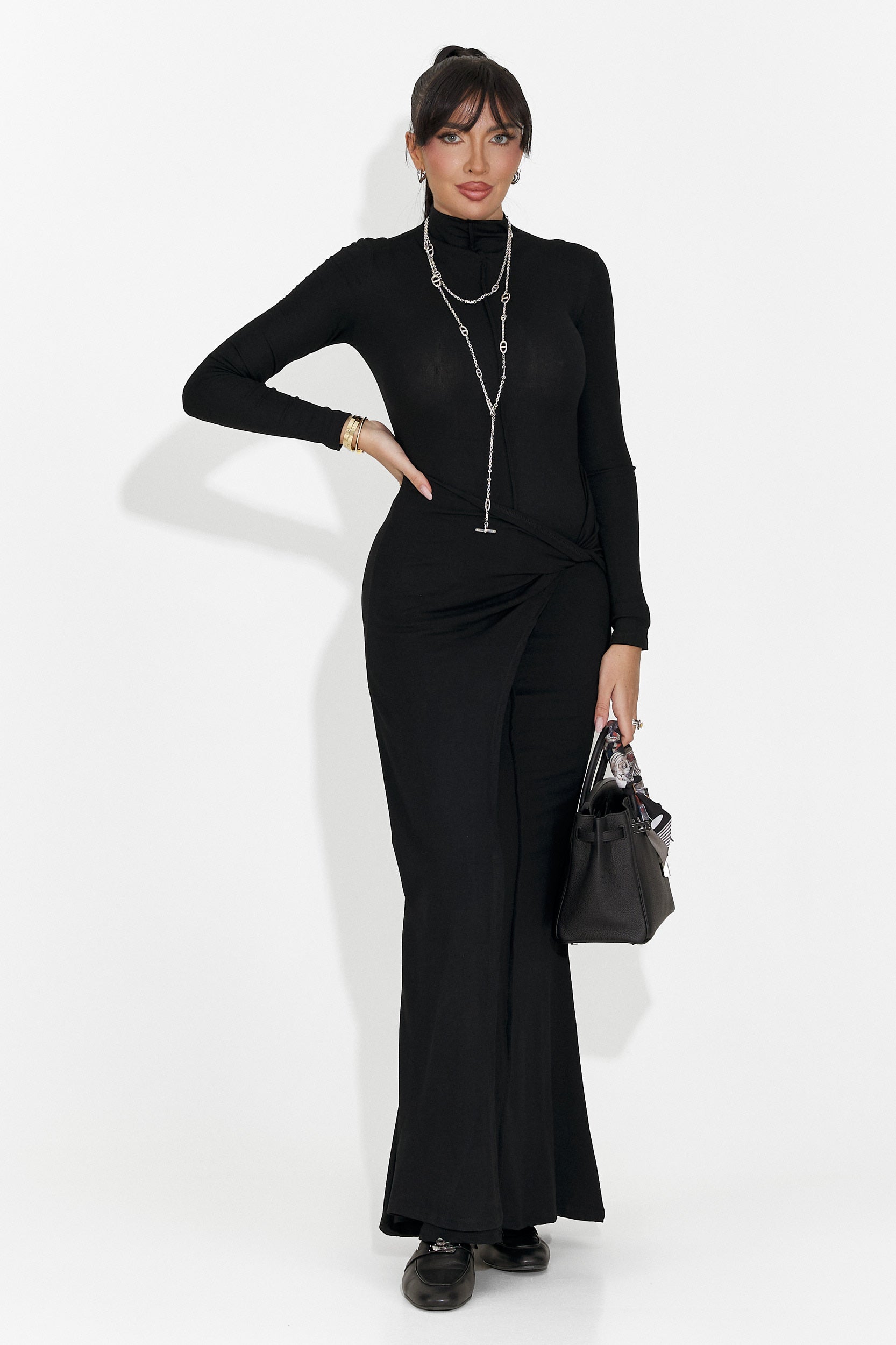 Дамска дълга черна рокля Sharita Bogas