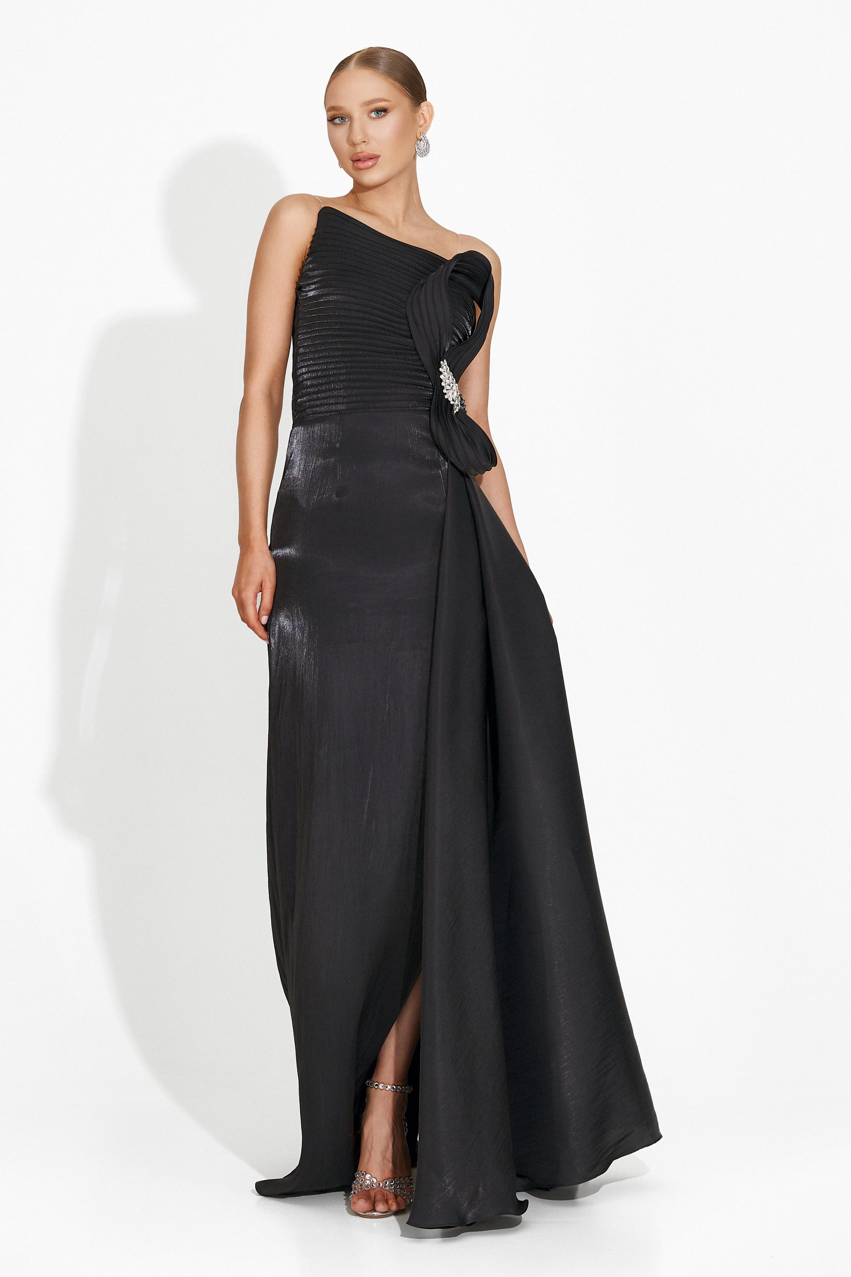 Дълга черна рокля за жени Verlie Bogas