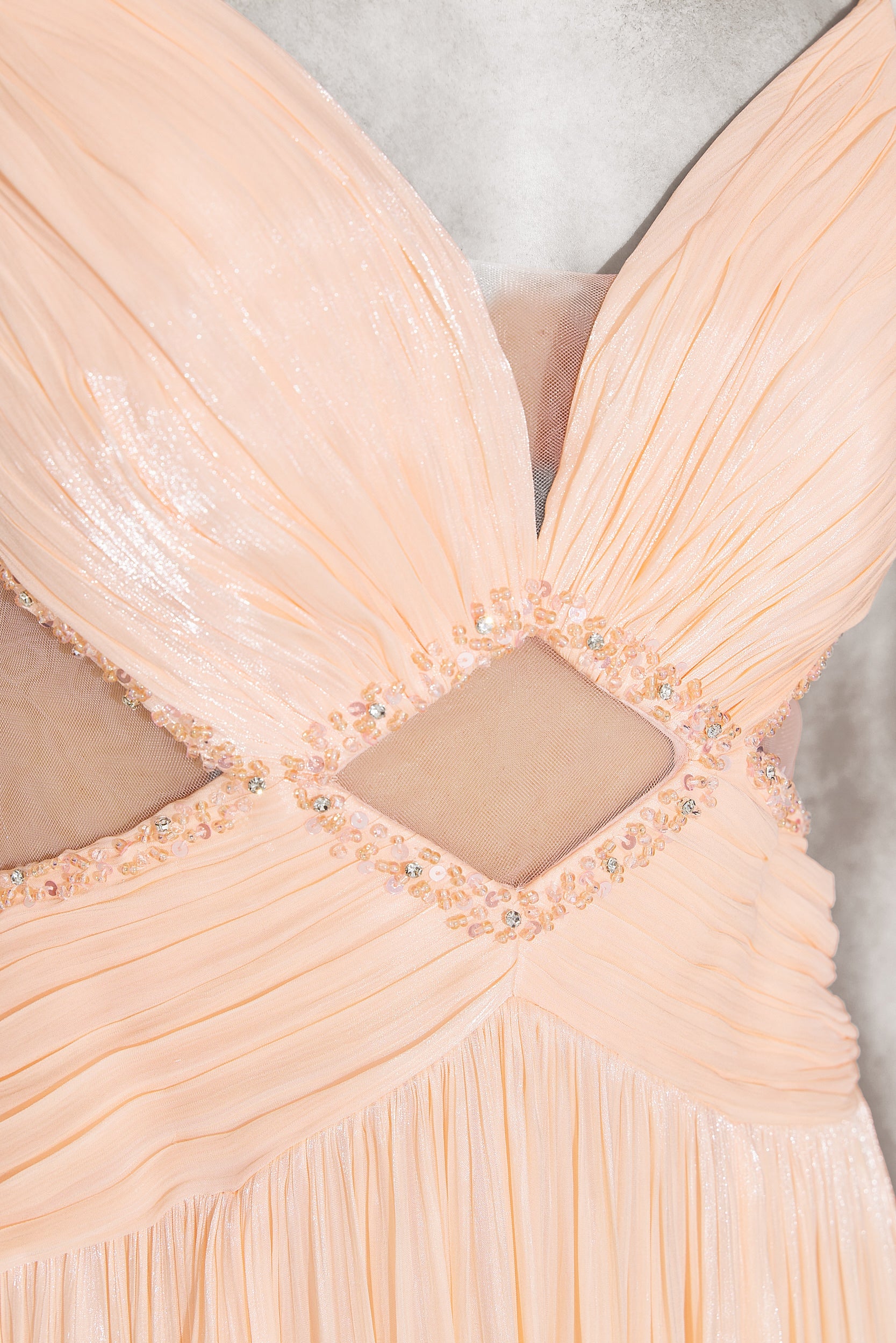 Дълга дамска рокля в праскова Latisha Bogas