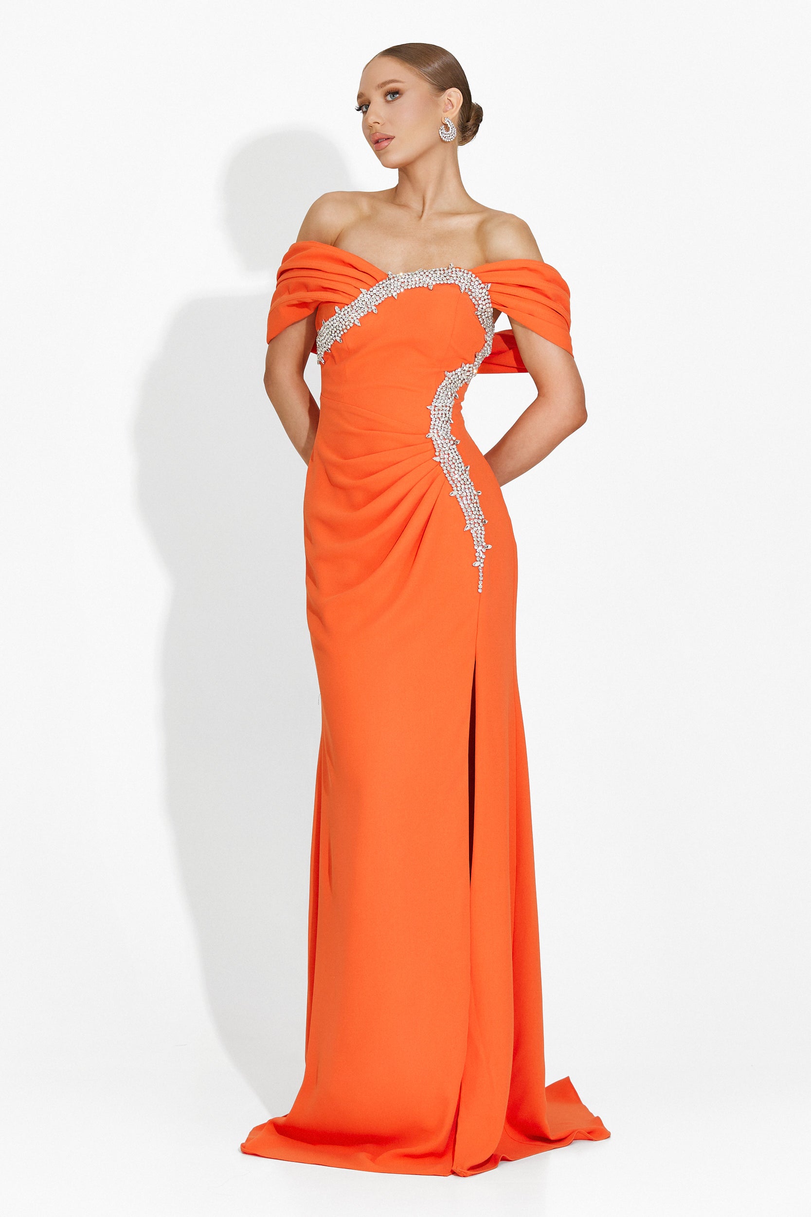 Дълга оранжева дамска рокля Condesa Bogas