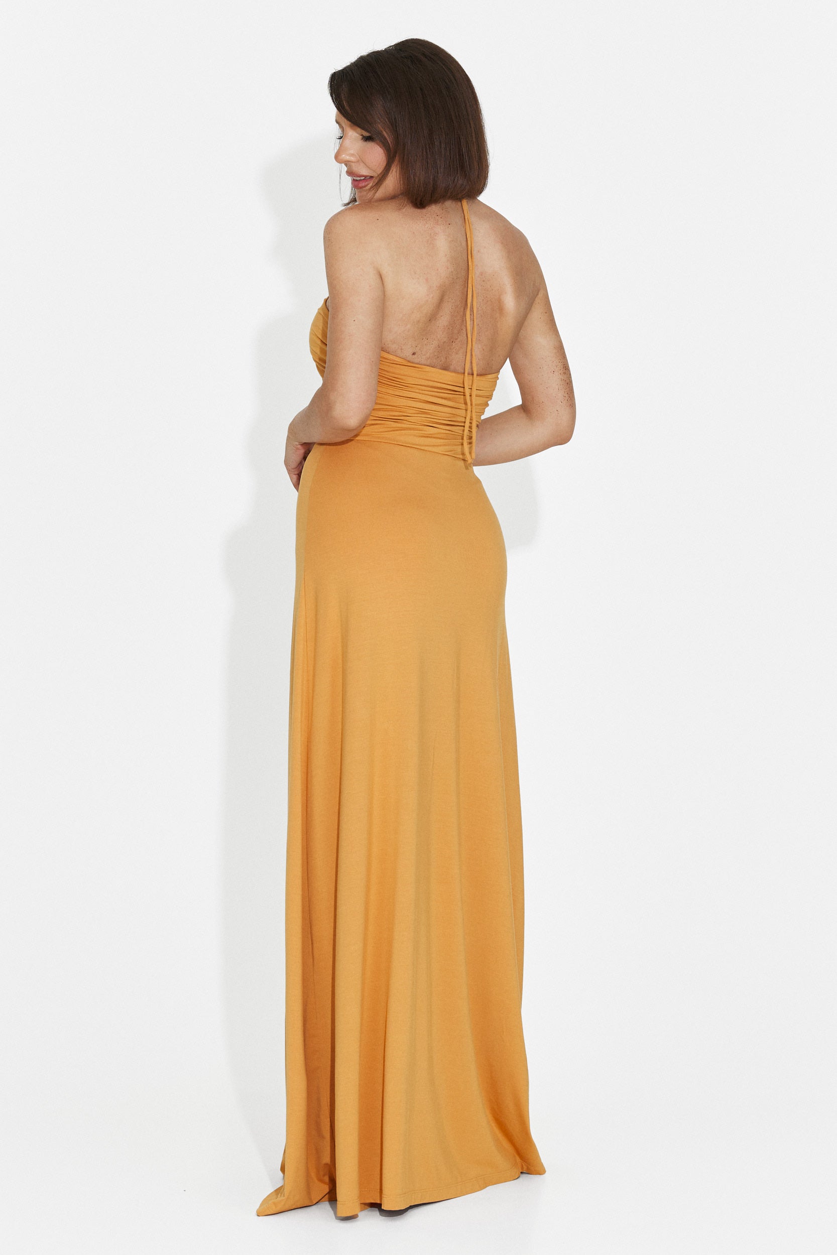 Rochie dama lunga portocalie Helene Bogas