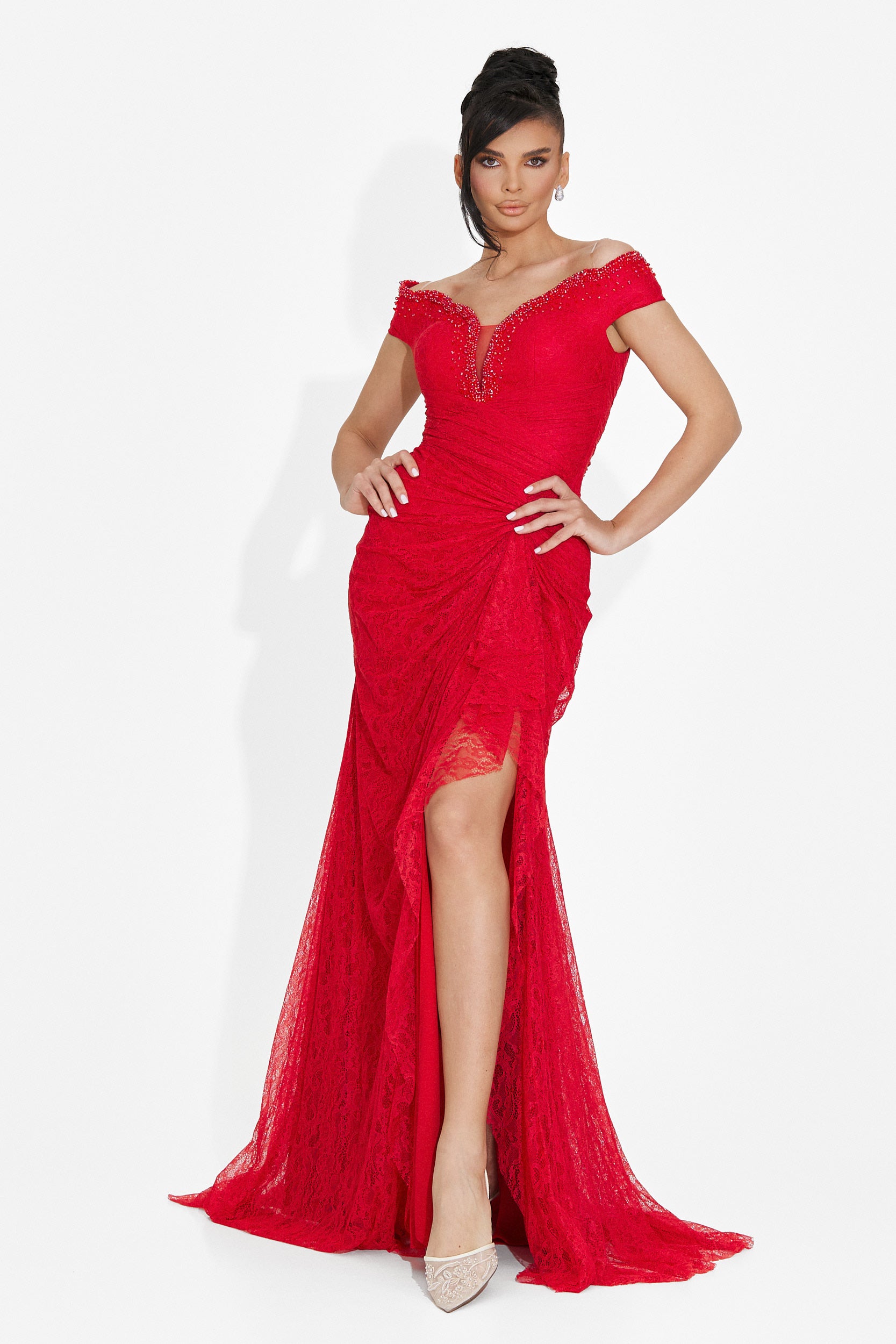 Rochie dama lunga rosie Sidomia Bogas