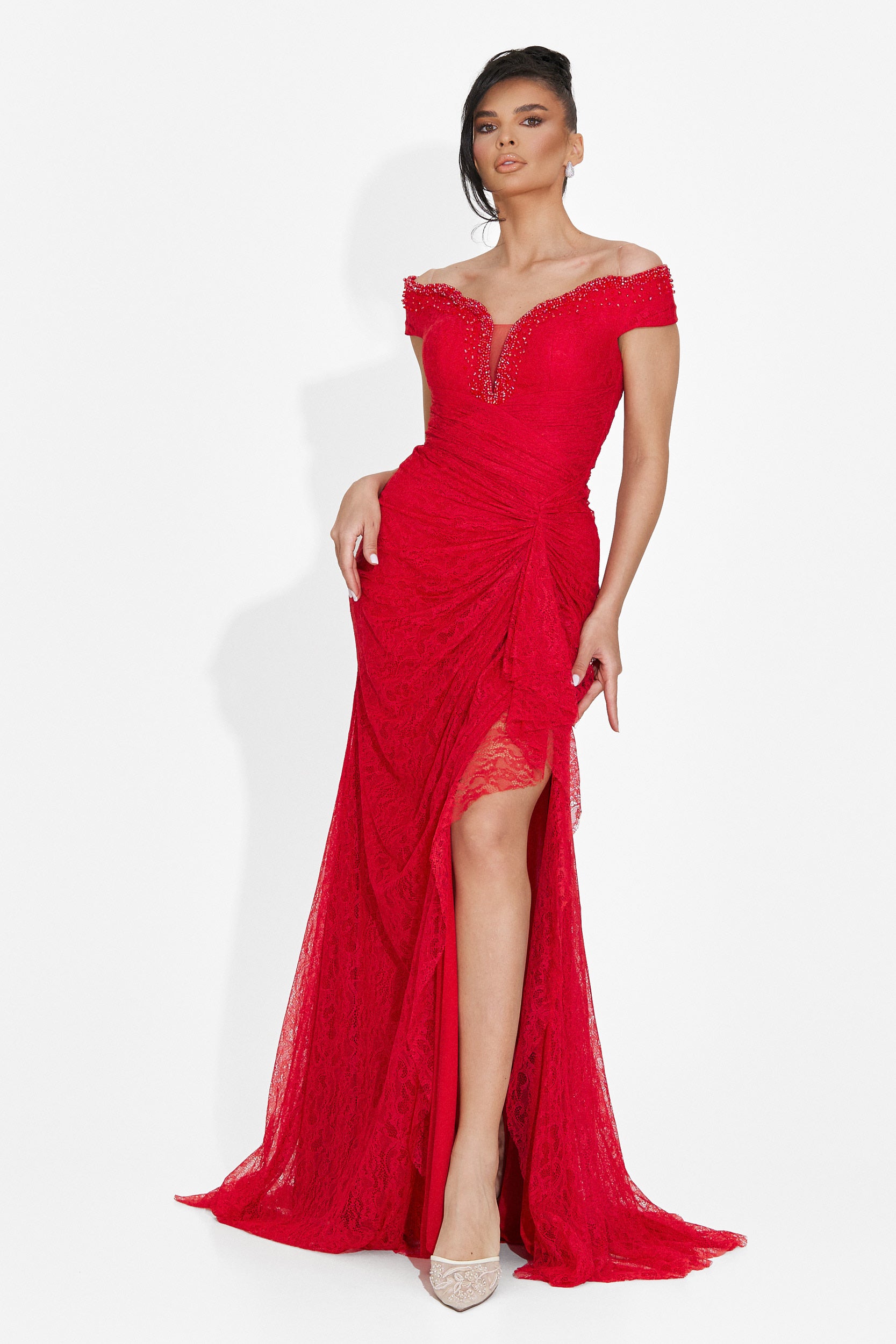 Rochie dama lunga rosie Sidomia Bogas