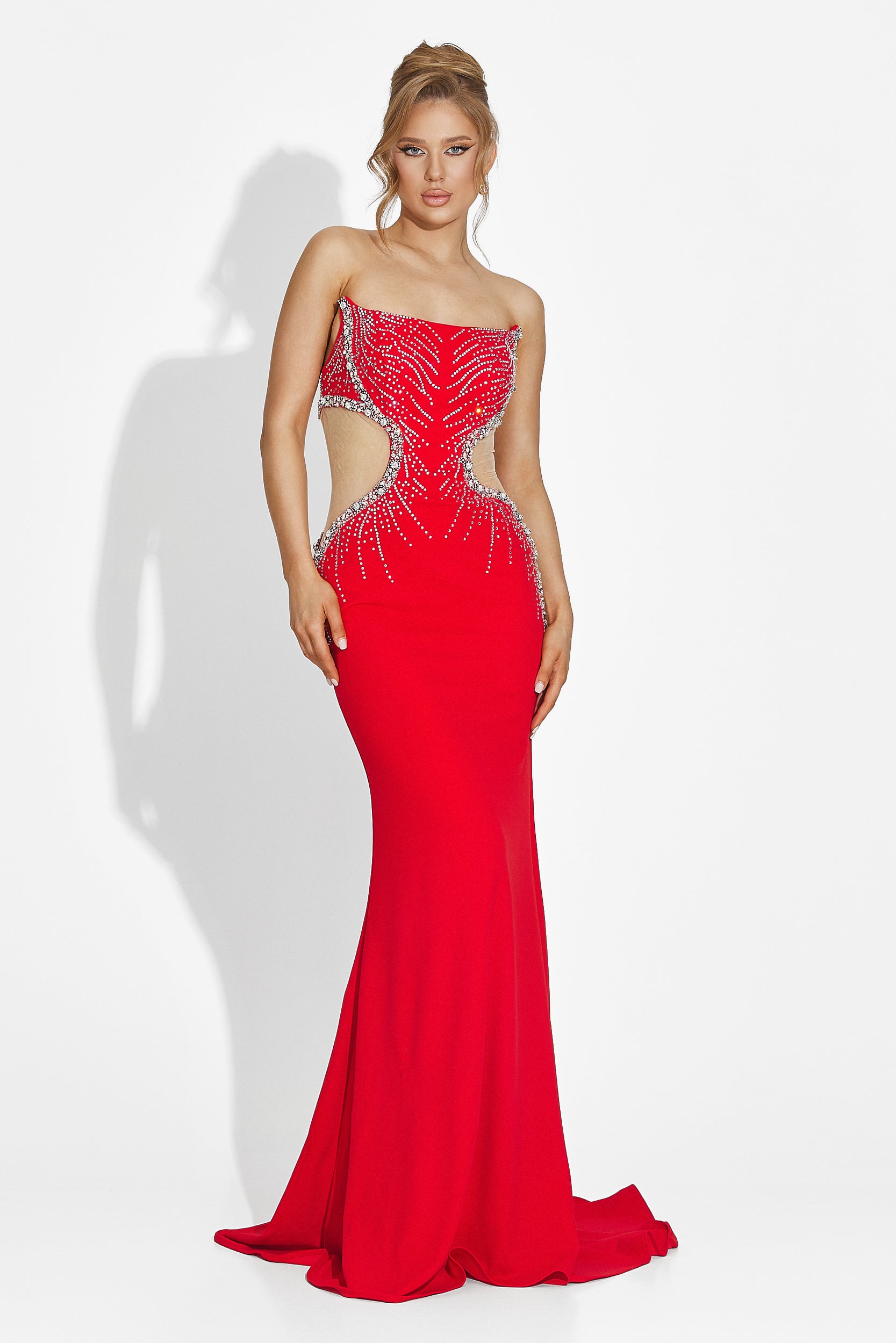 Дълга червена рокля за жени Zovina Bogas